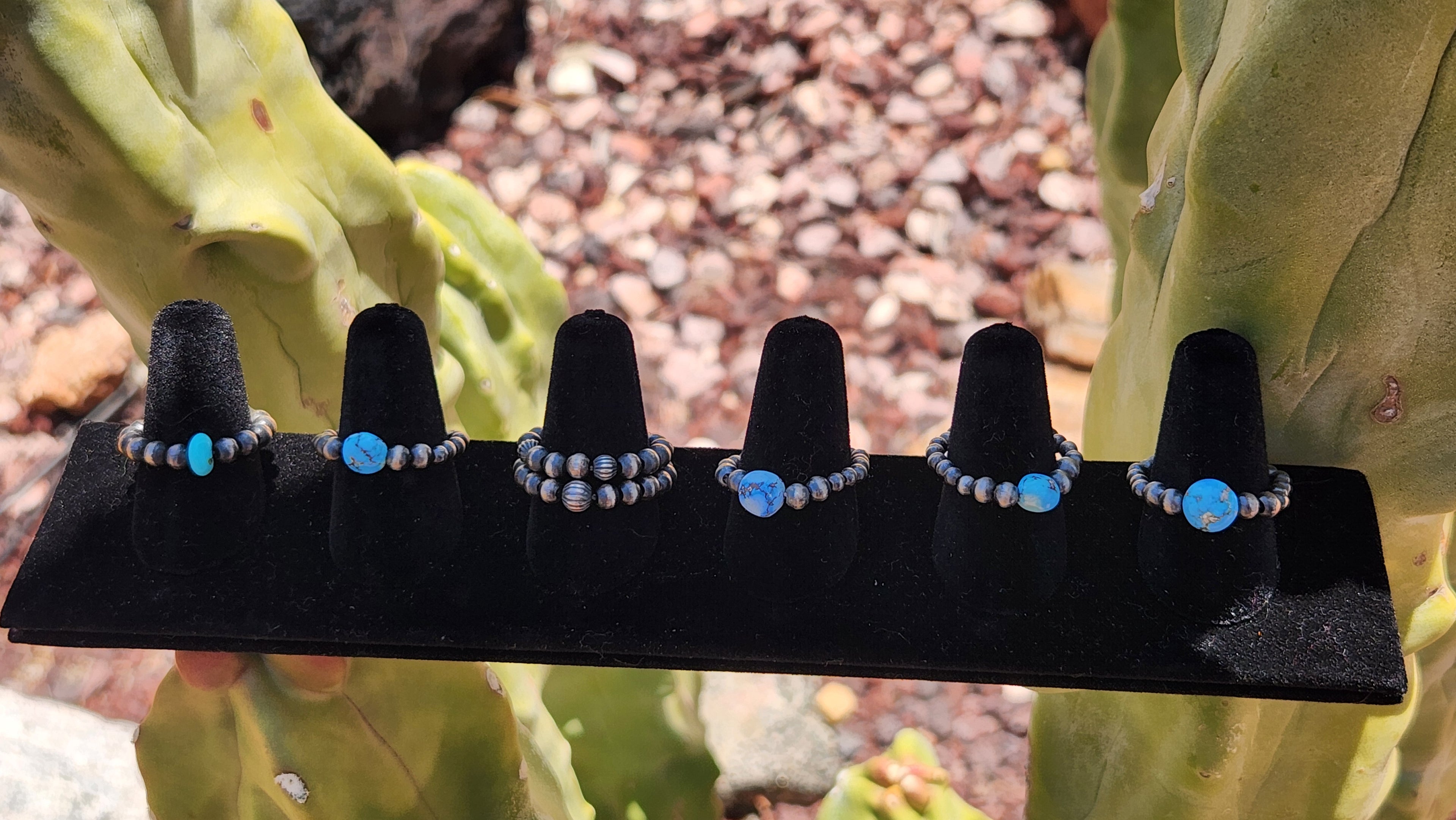 Navajo Handmade stretch Pearl rings