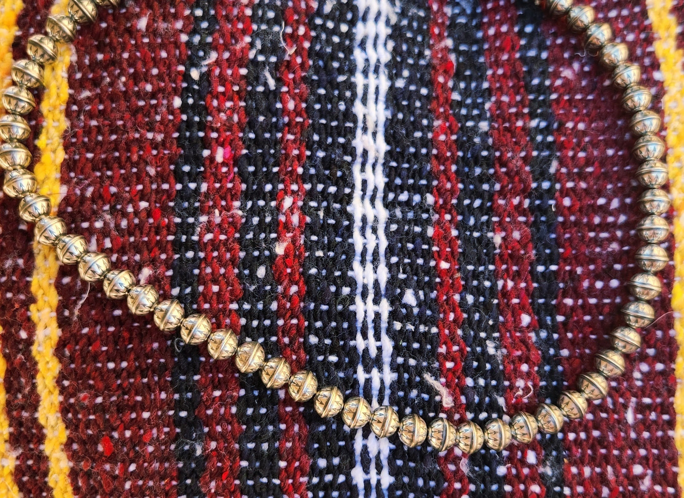 Navajo hand strung 8mm-18" pearls, Arrow Stamped