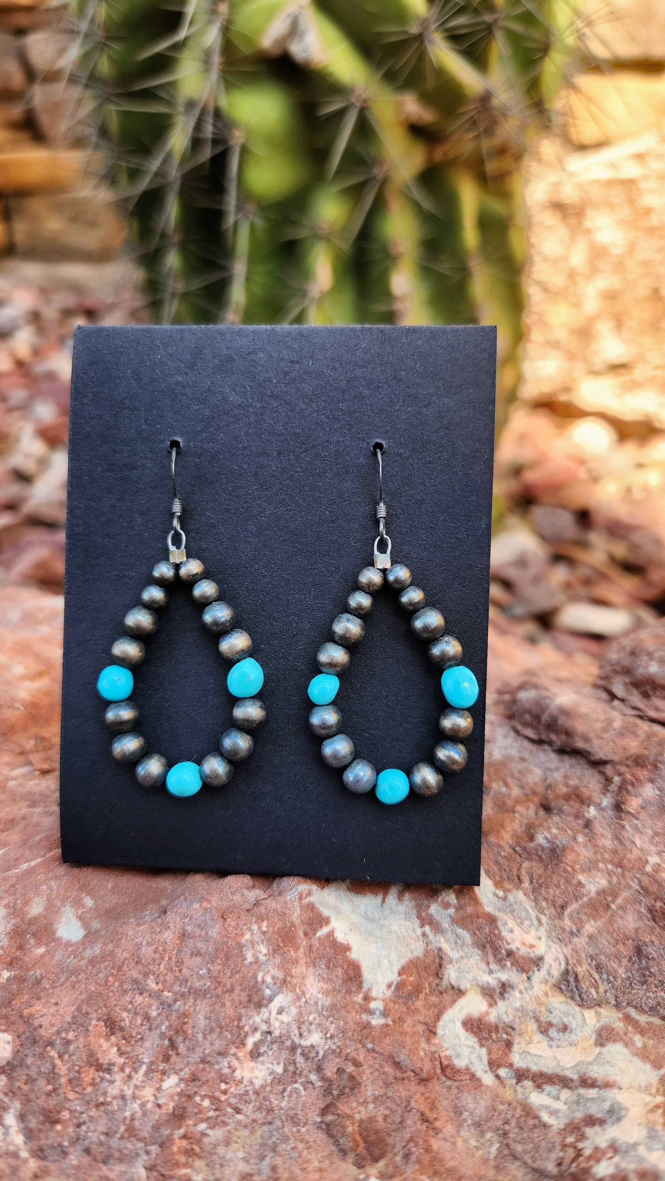 Sterling Silver Navajo Earrings with Sleeping Beauty Turquoise