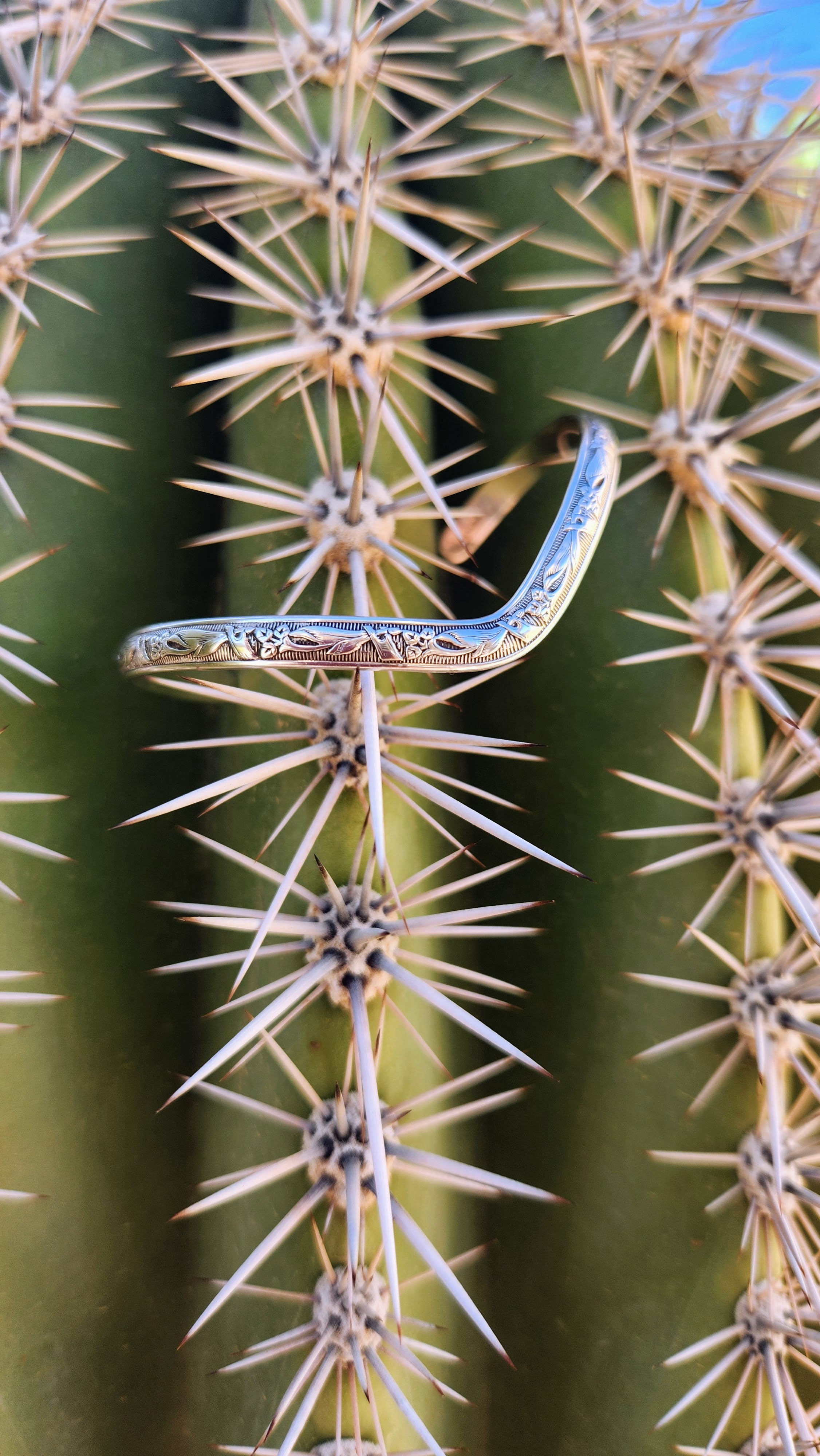 Sterling Mexican bangle with Floral design