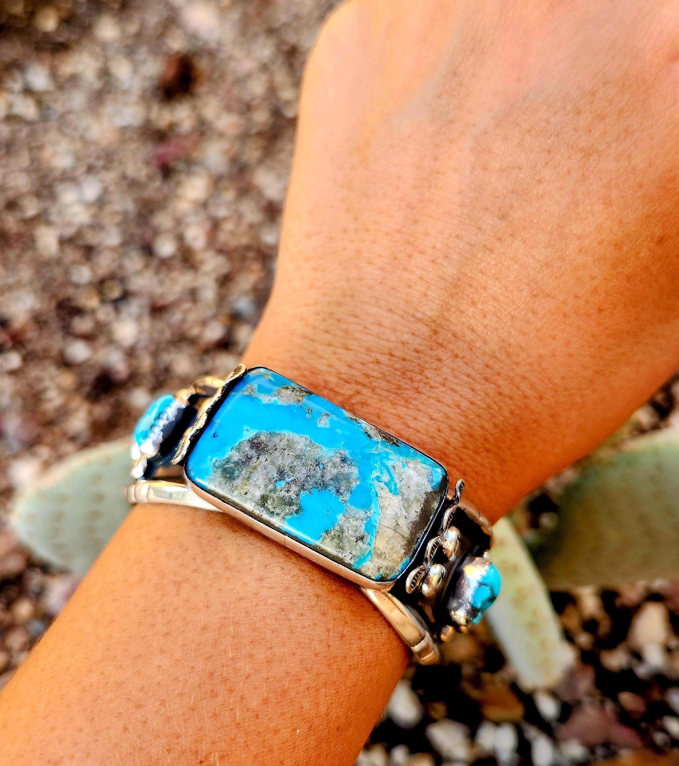 Vintage Navajo Handmade Kingman and Coral watch cuff