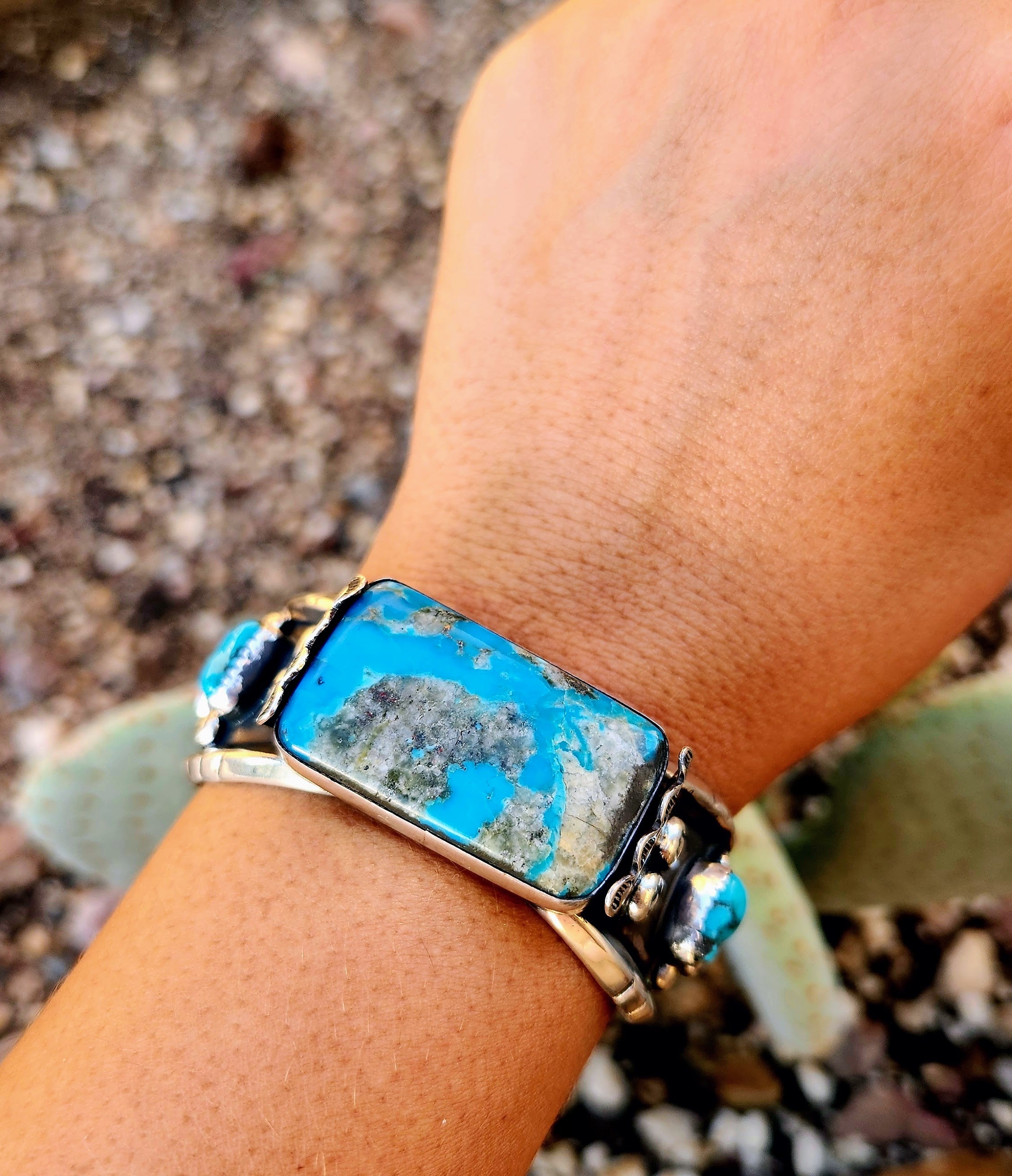 Vintage Navajo Handmade Kingman and Coral watch cuff