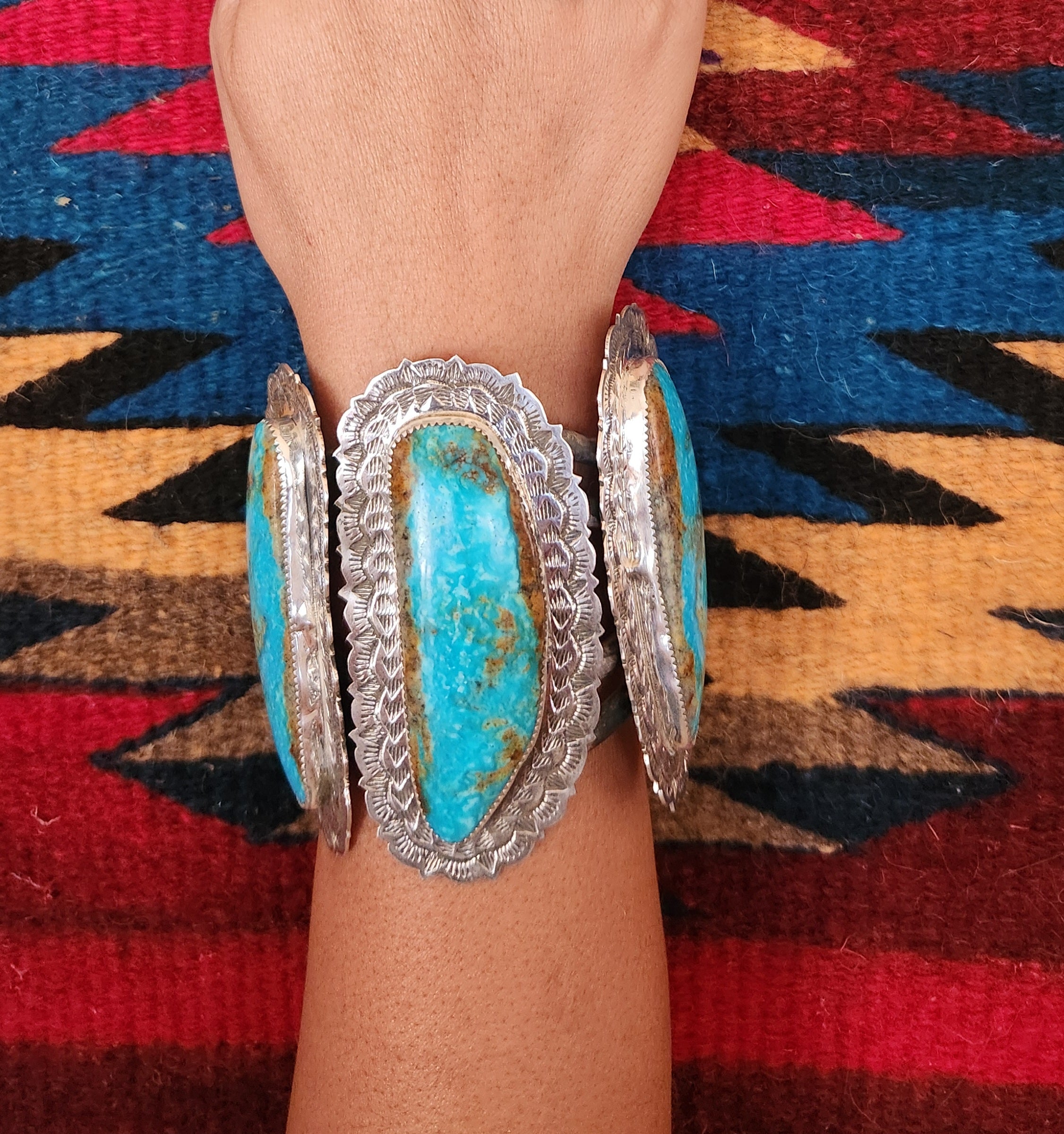 One of a kind  Navajo Handmade KIngman Turquoise Cuff
