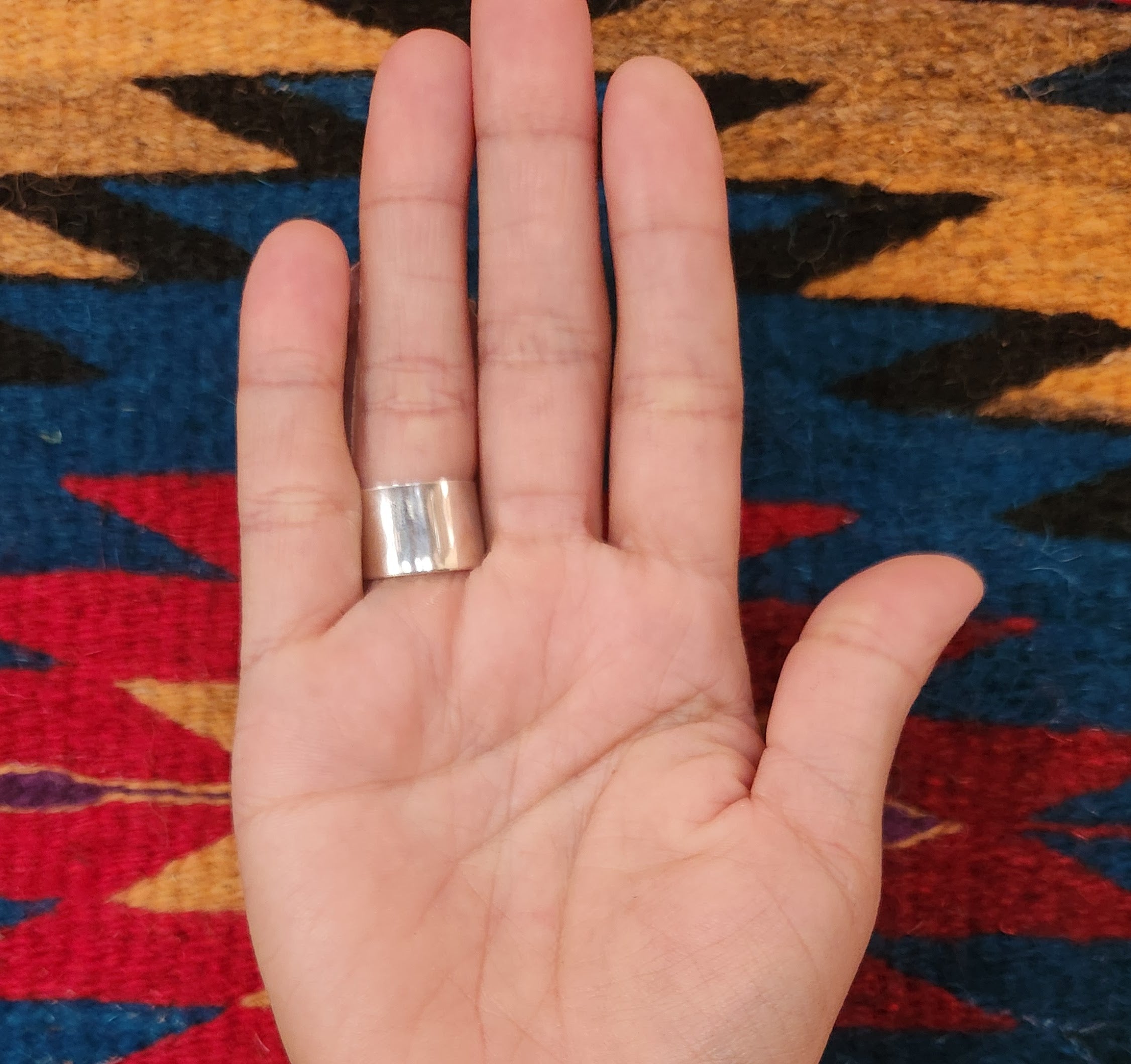 One of a kind Large Navajo handmade adjustable Kingman Turquoise ring