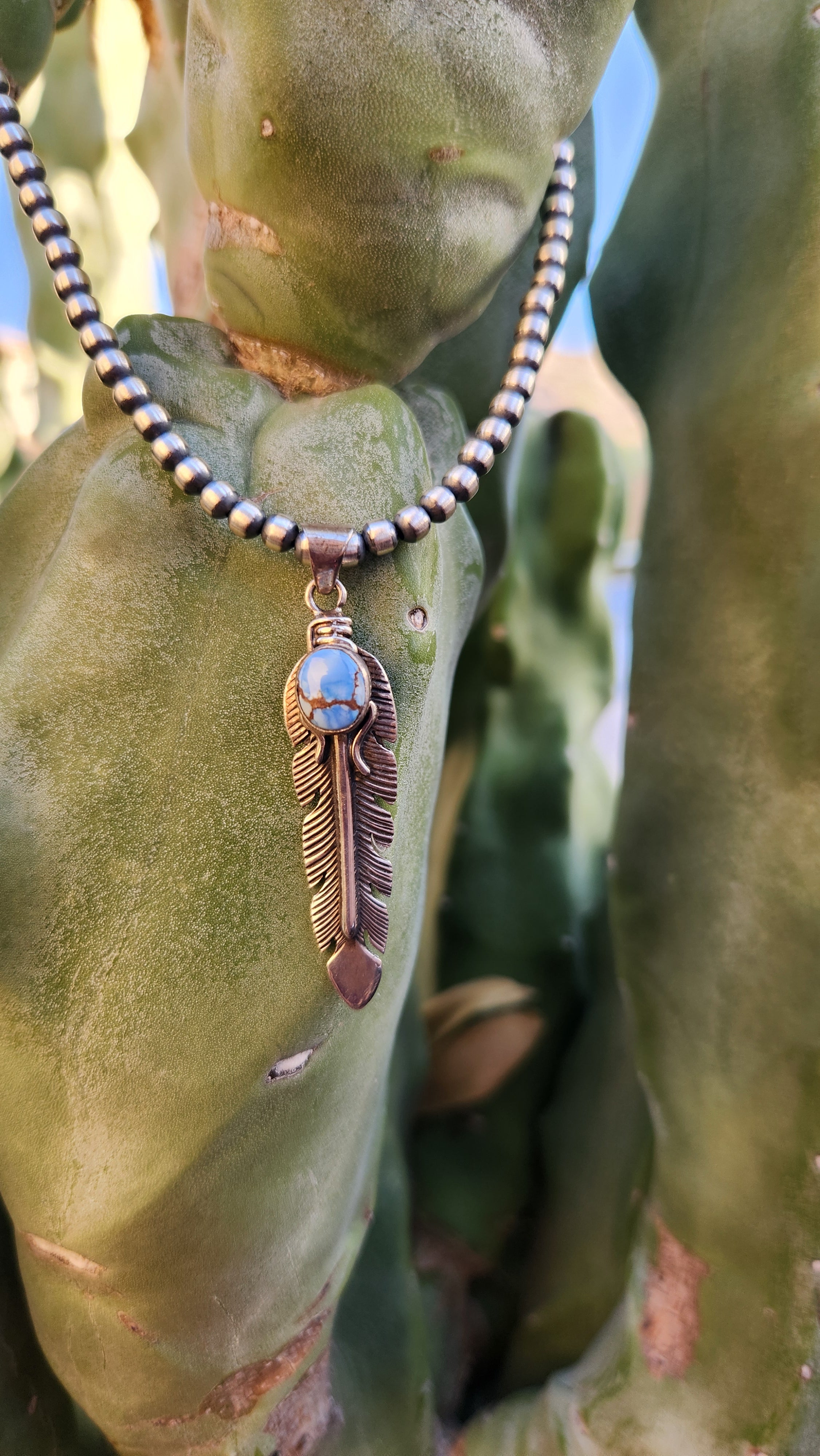 Sterling Silver Feather Golden Hills Feather Necklace
