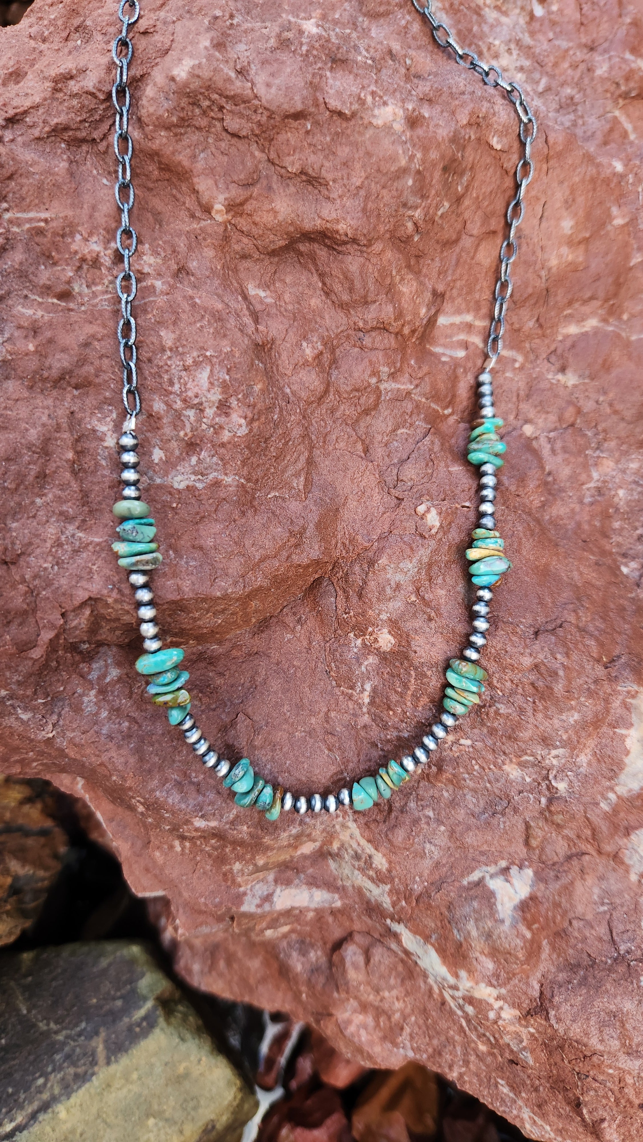 Navajo Hand strung Pearls with Royston Turquoise