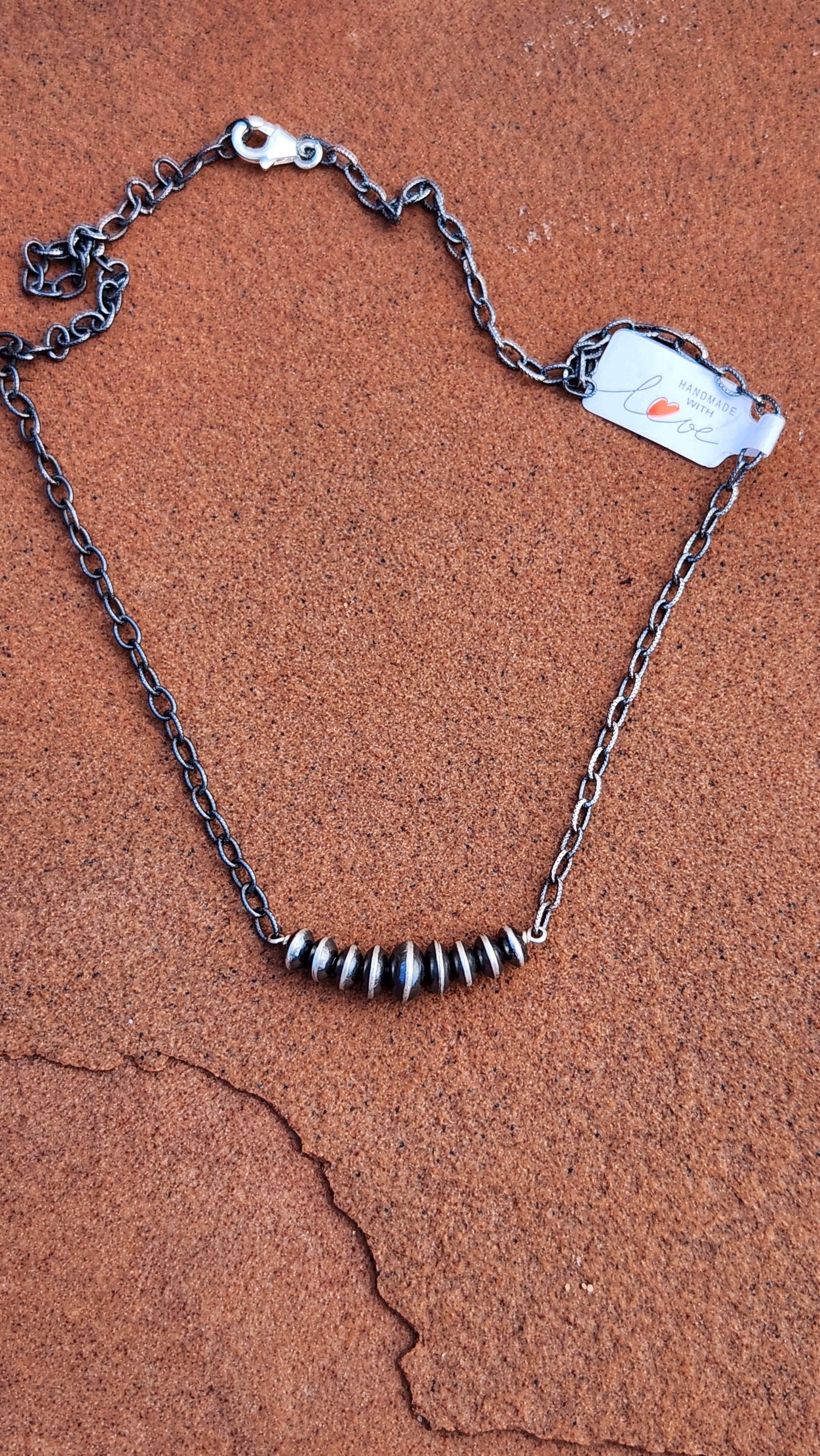 Sterling Silver Graduated Saucer Bar Necklace