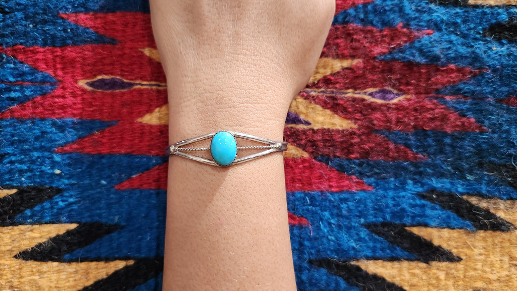 Esther White Kingman Turquoise Cuff