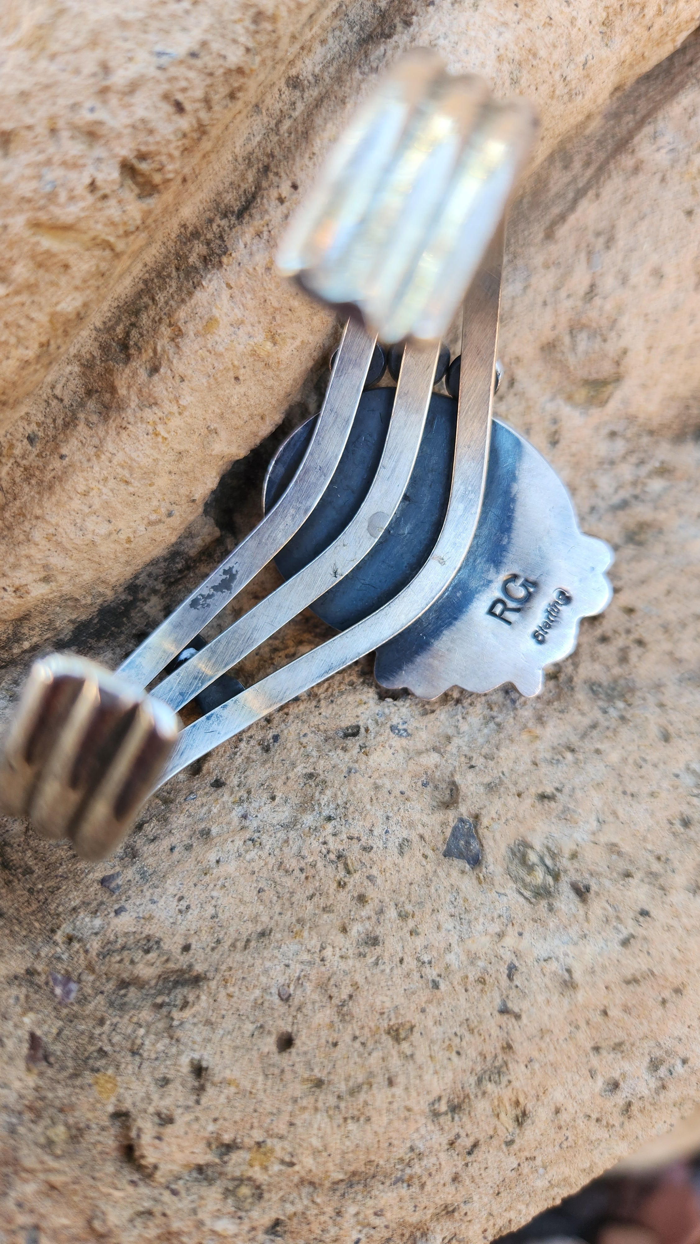 Vintage Sterling Silver Kingman Turquoise cuff