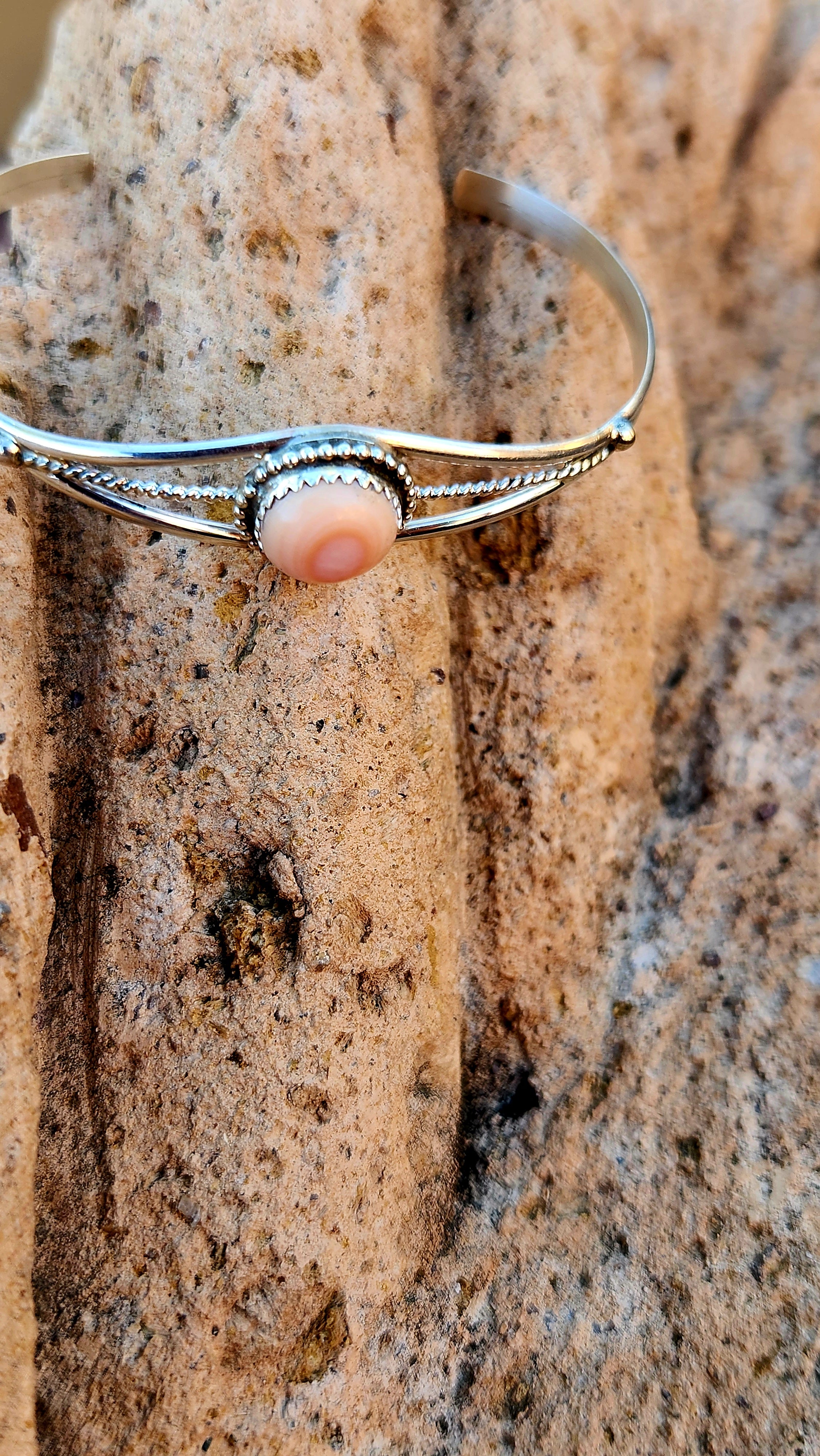 Esther White Pink Conch cuff