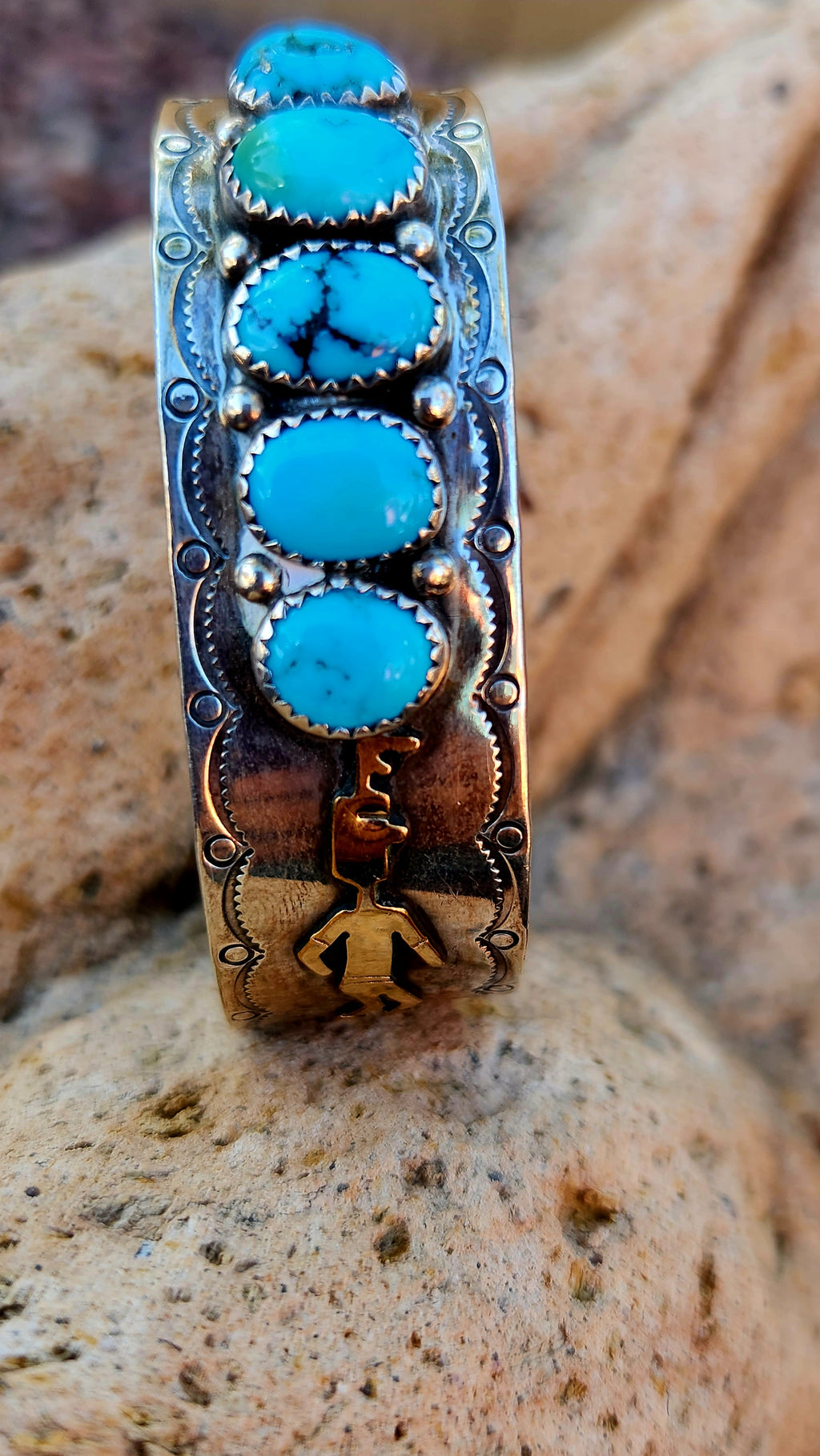 Vintage Kingman Turquoise Kachina cuff