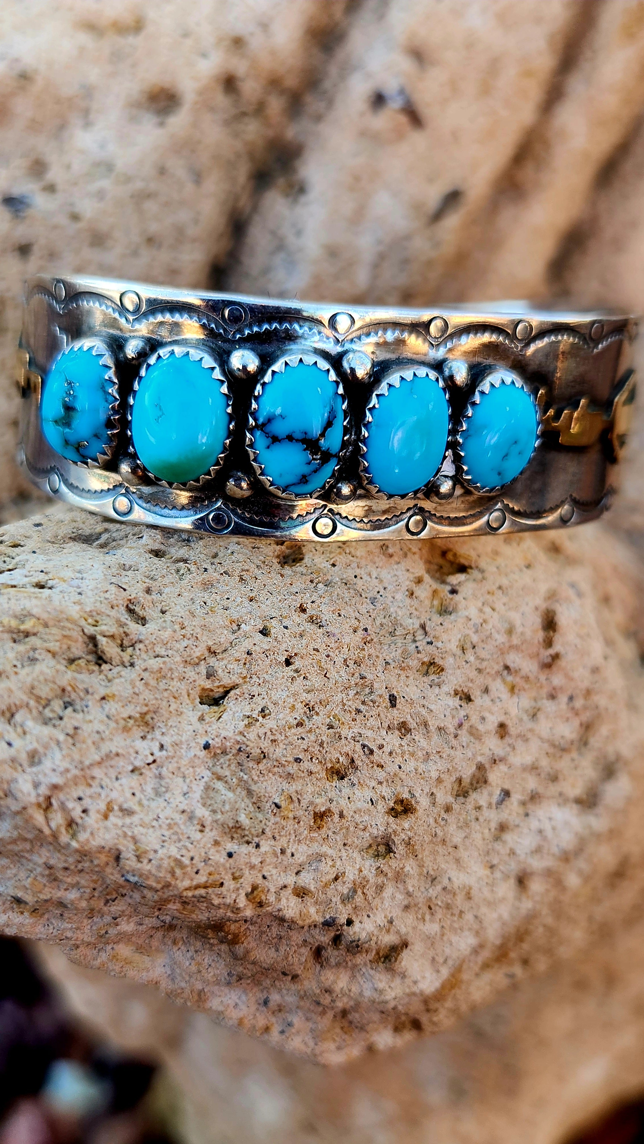 Vintage Kingman Turquoise Kachina cuff