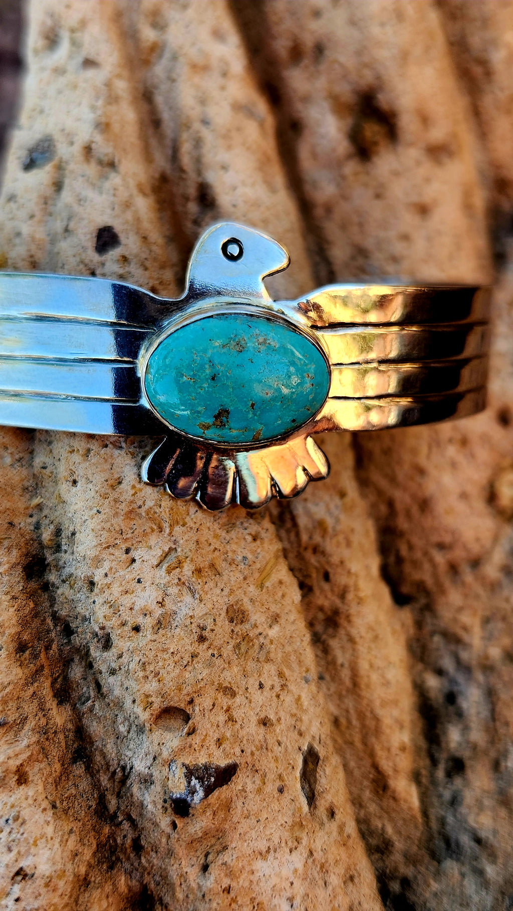 Sterling Silver Thunderbird with Kingman Turquoise