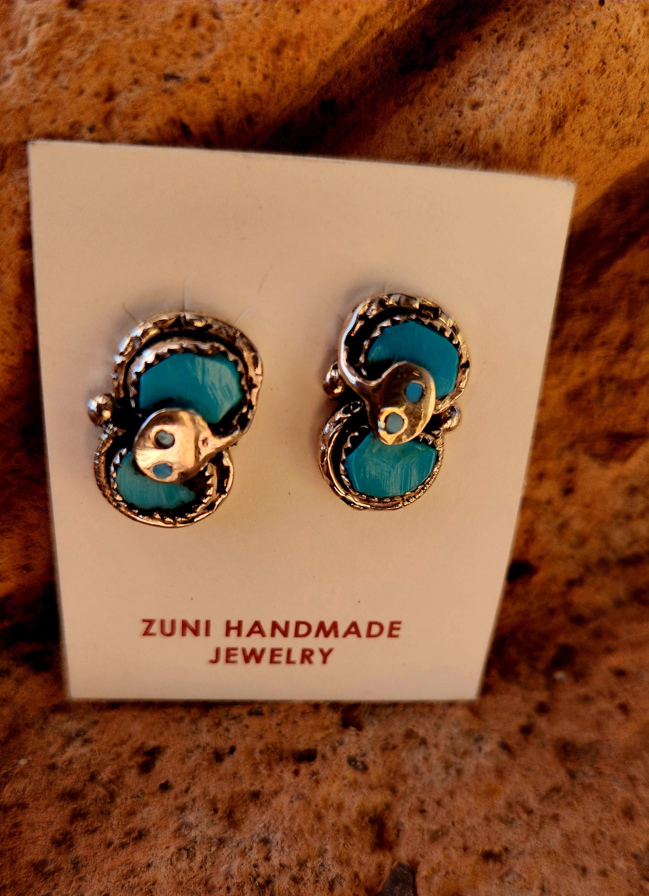 Effie Calavaza Zuni Snake Earrings