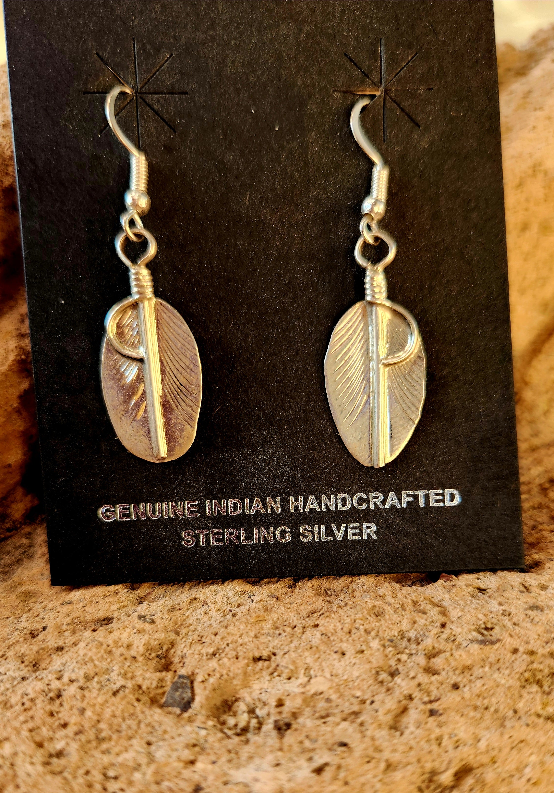 Native Sterling Silver Feather Dangle Earrings
