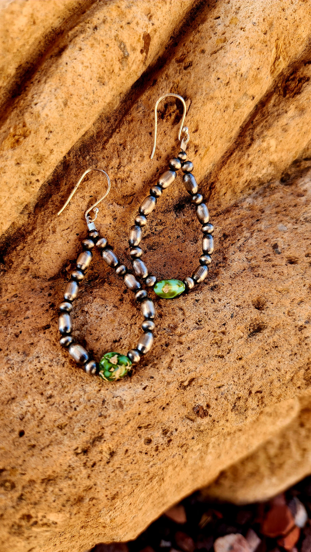 Beautiful Navajo Pearl Sonoran Mountain Turquoise dangle earrings