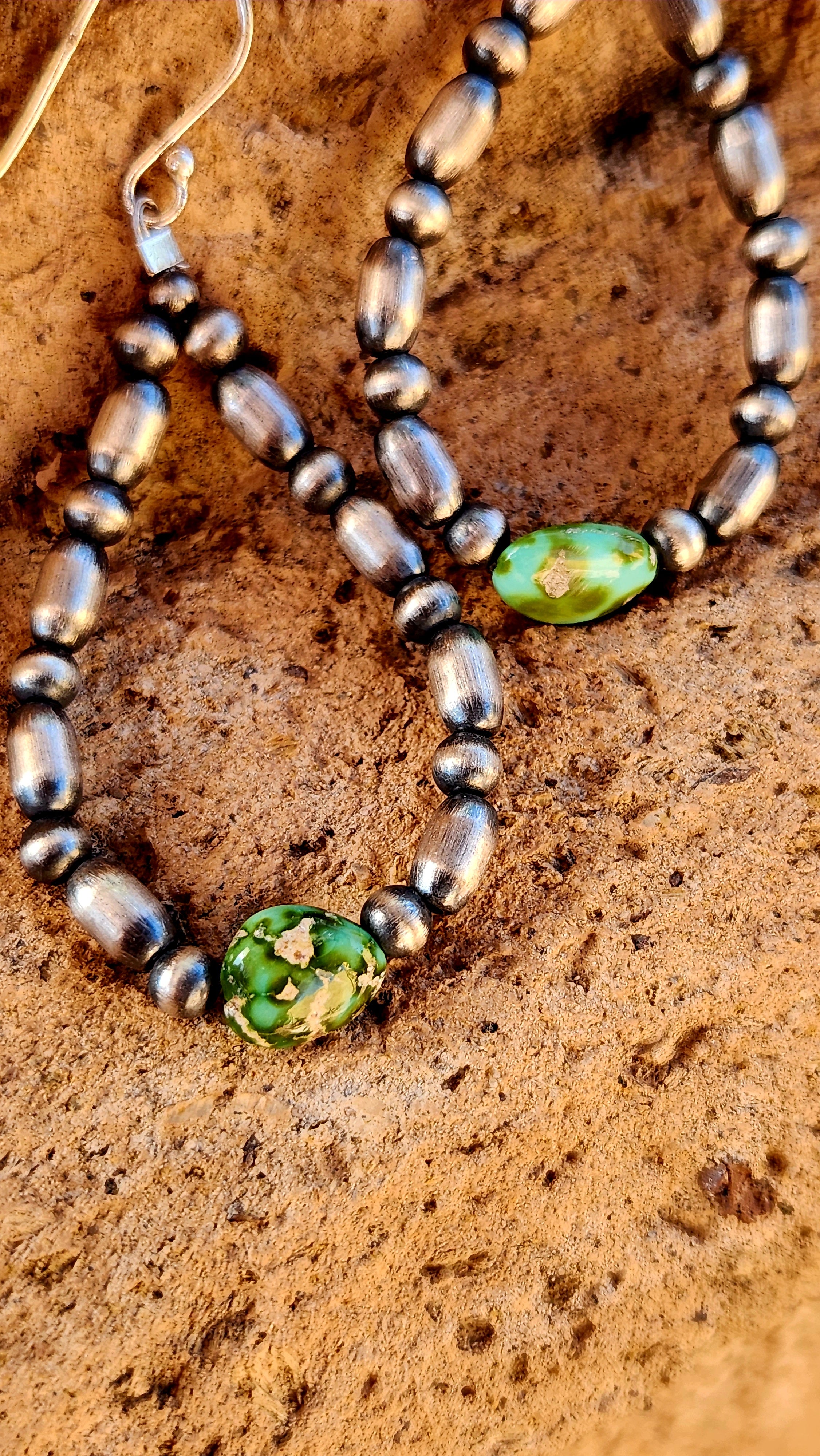 Beautiful Navajo Pearl Sonoran Mountain Turquoise dangle earrings