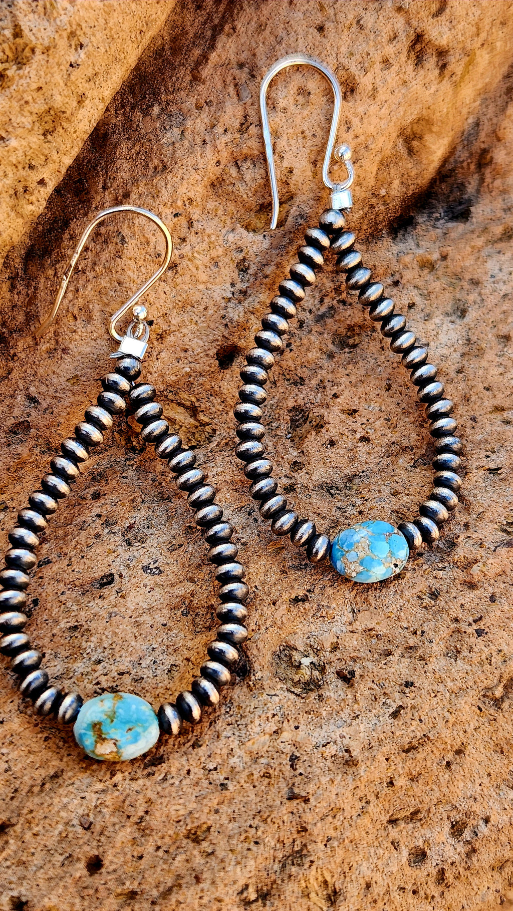 Navajo Pearl Dangle Golden Hills Turquoise Earrings