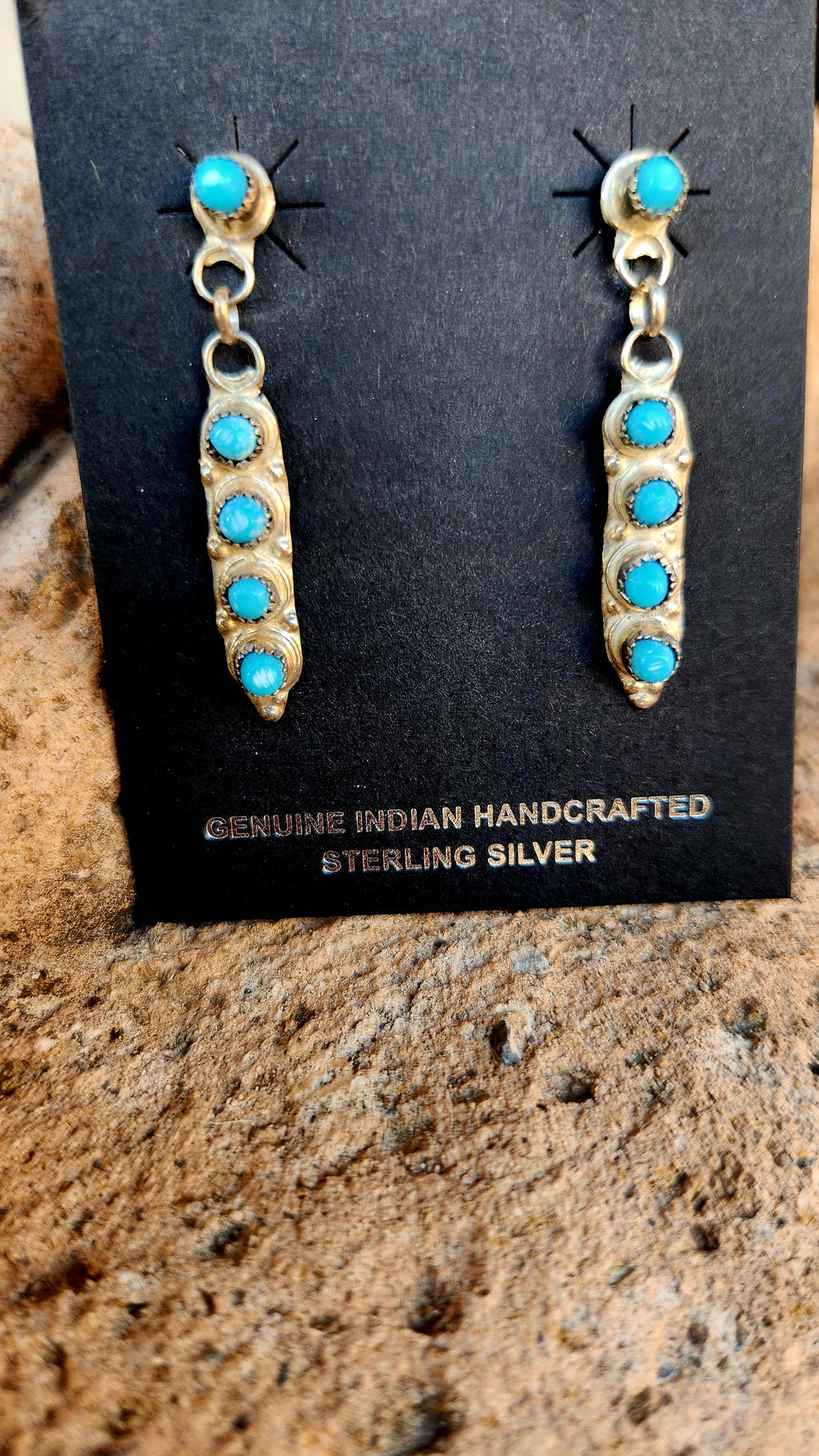 Native artist June Davis Sterling Silver Turquoise Earrings