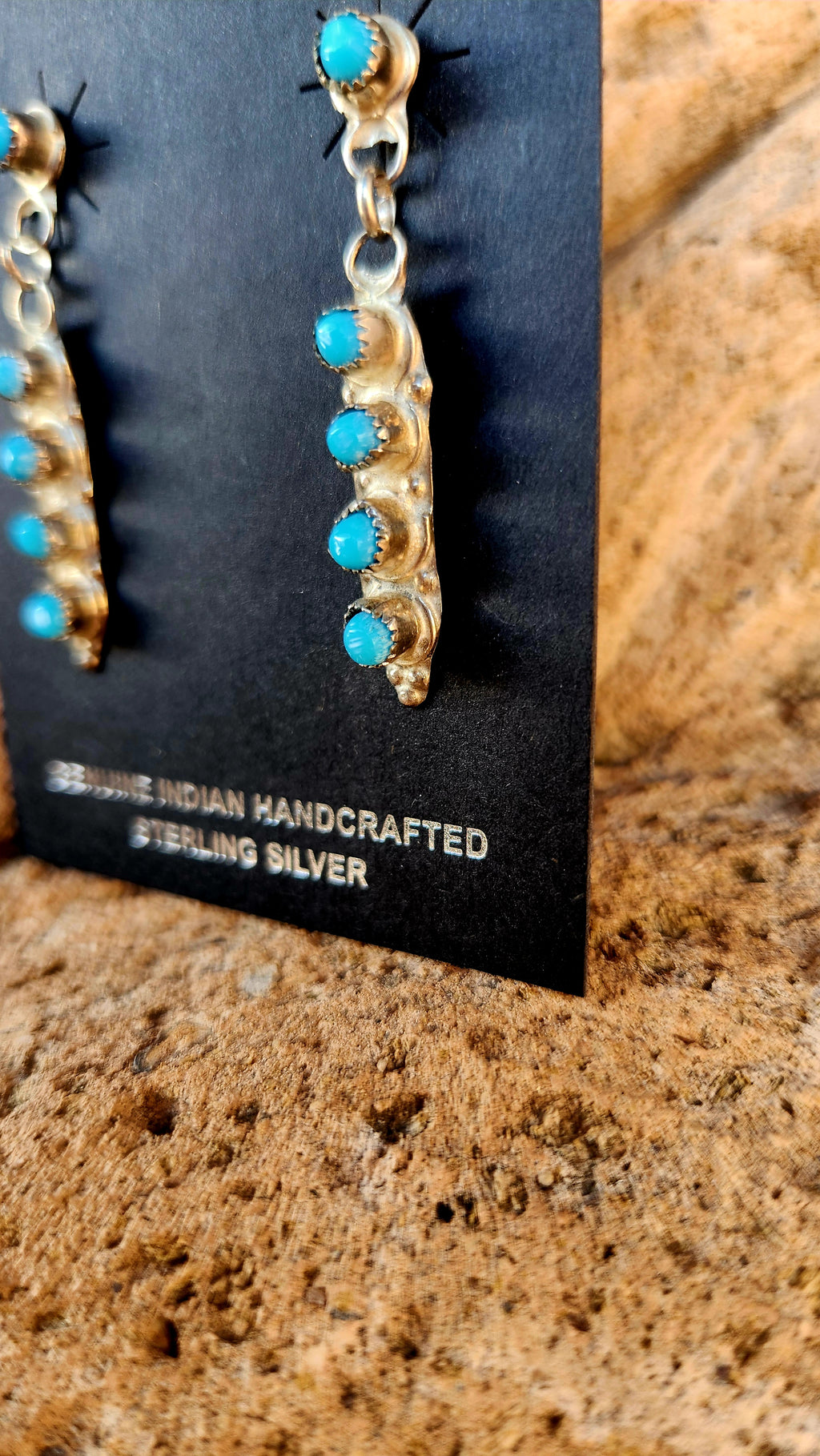Native artist June Davis Sterling Silver Turquoise Earrings