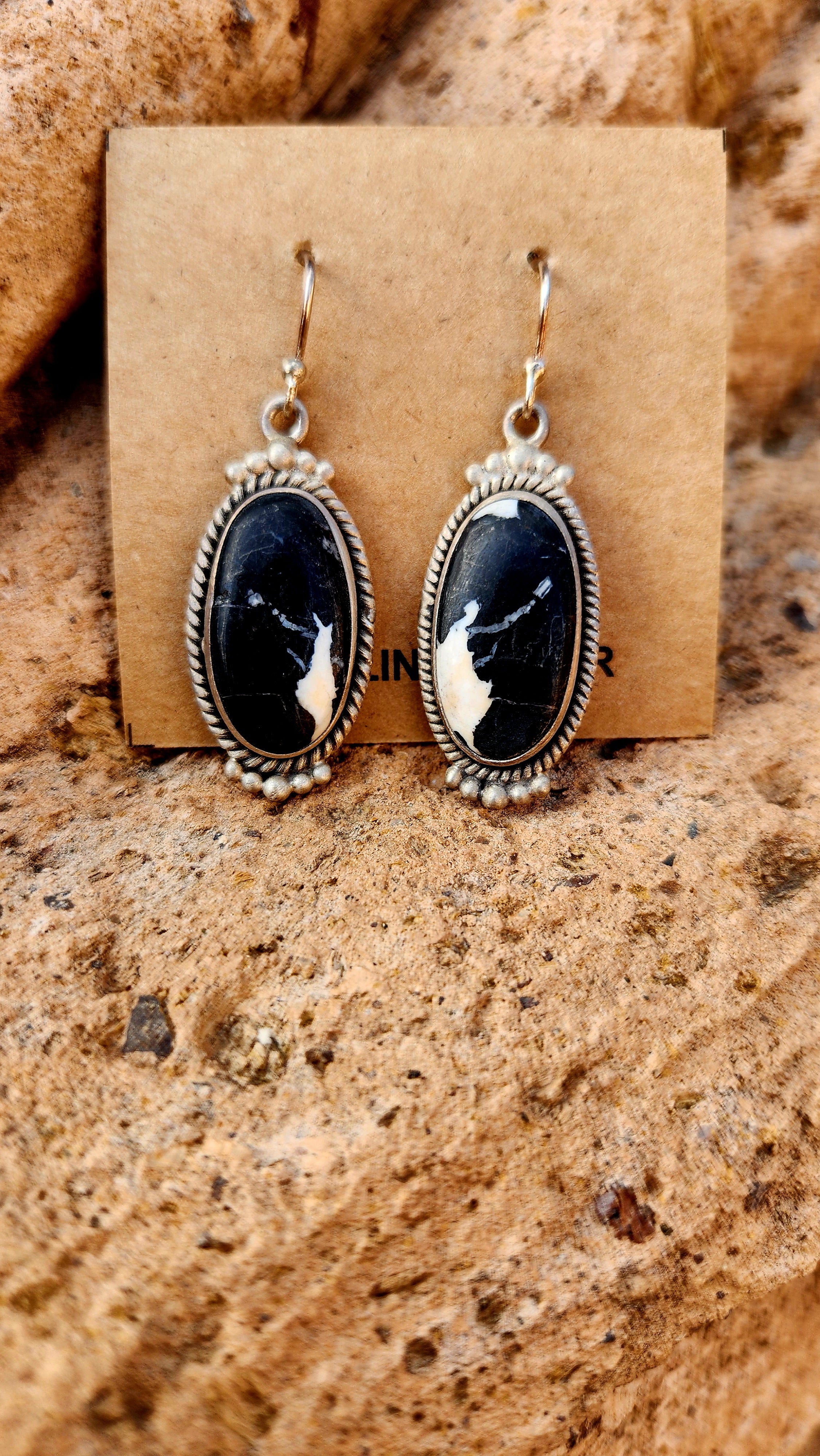 Sterling Silver White Buffalo Dangle Earrings