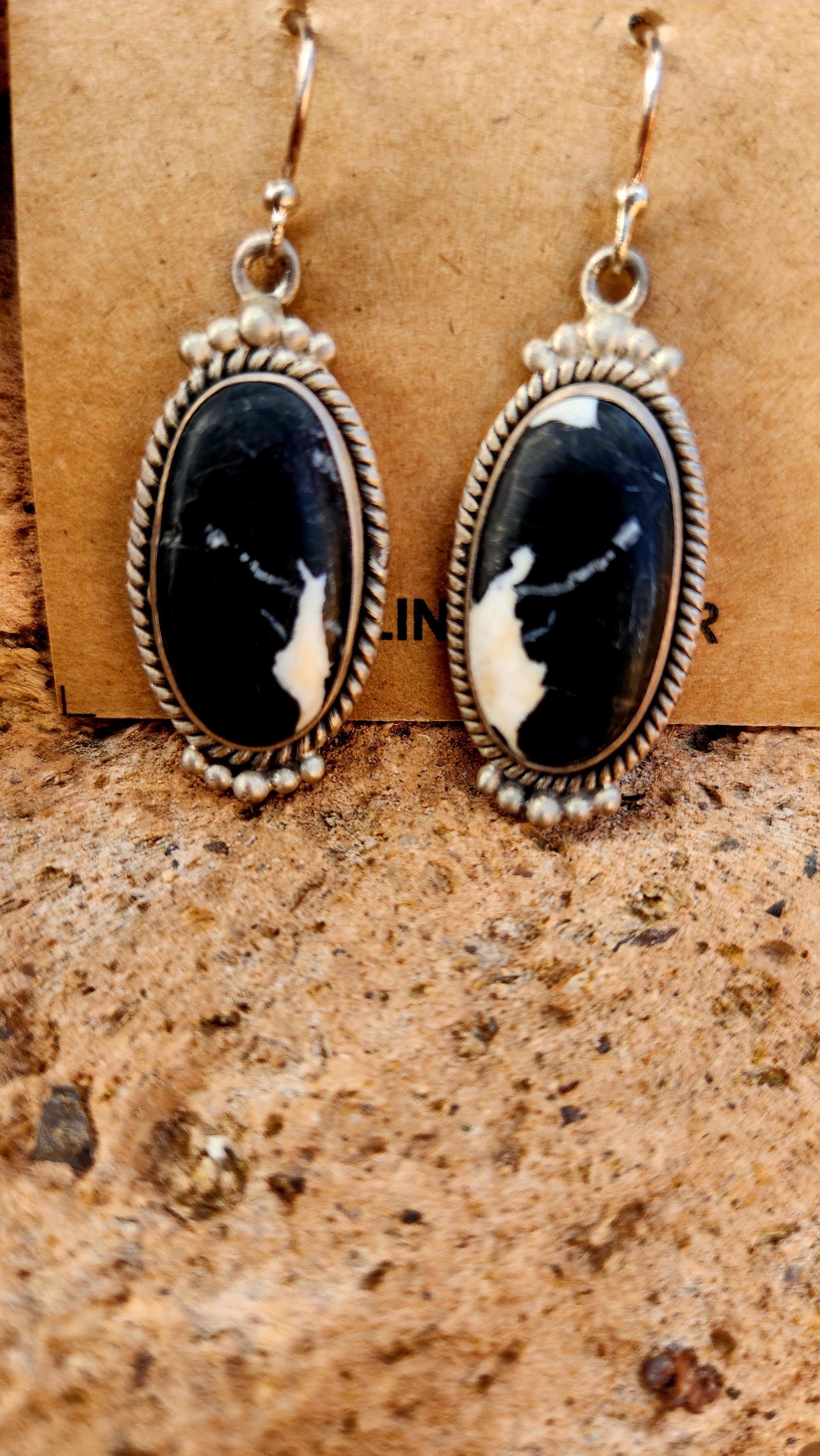 Sterling Silver White Buffalo Dangle Earrings
