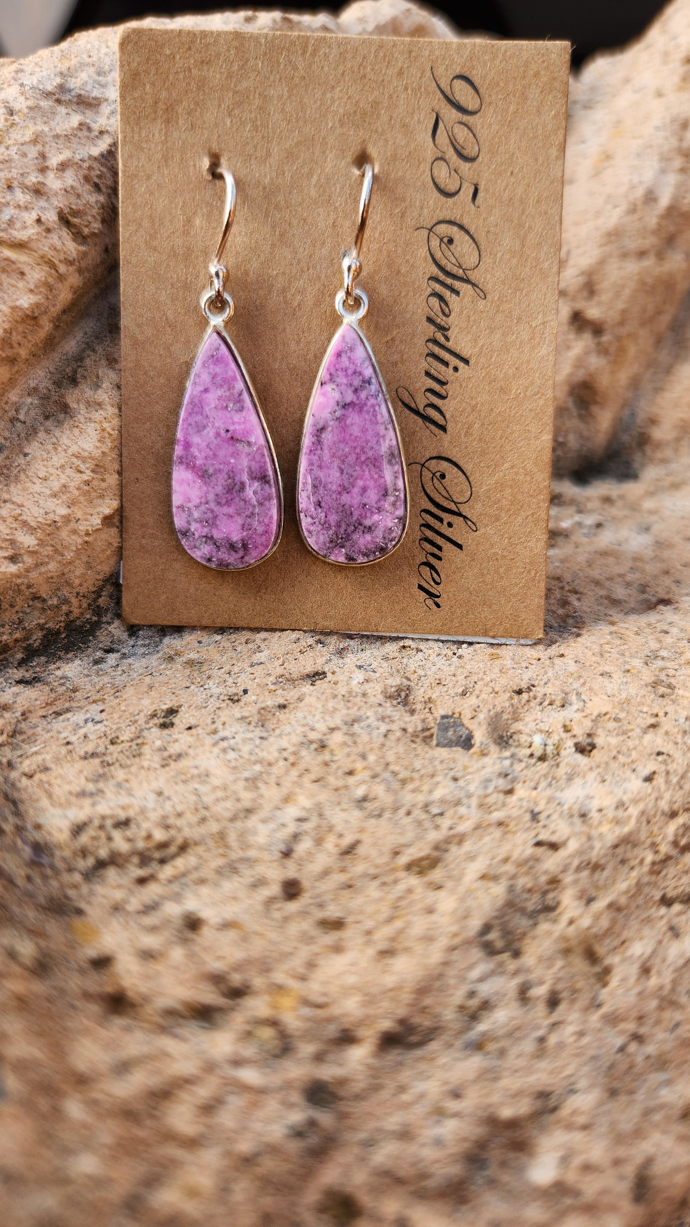 Pink Cobalt Sterling Silver Dangle Earrings