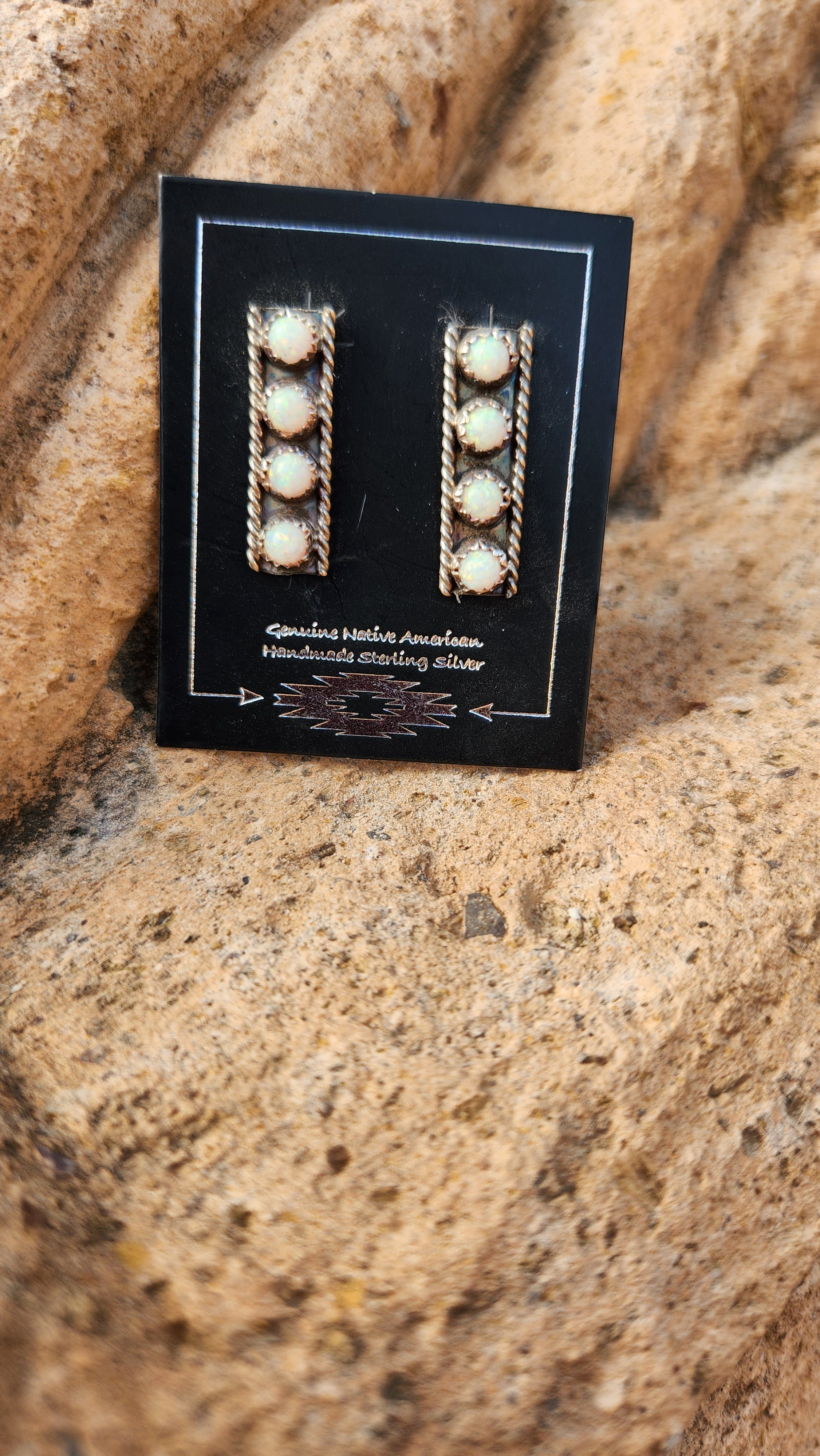 Esther White Navajo Opal Earrings