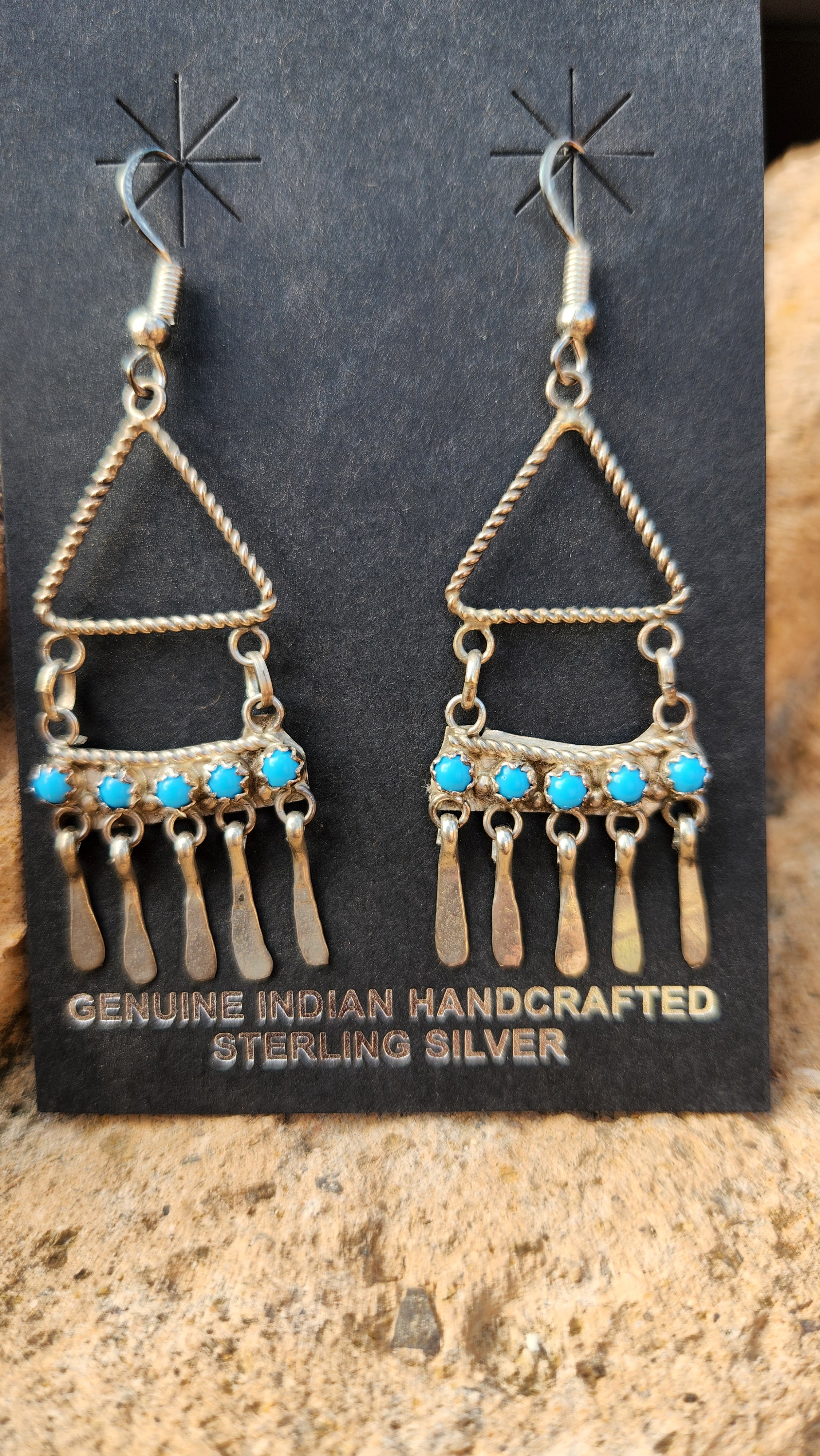 Kingman Turquoise snake eye chandelier earrings