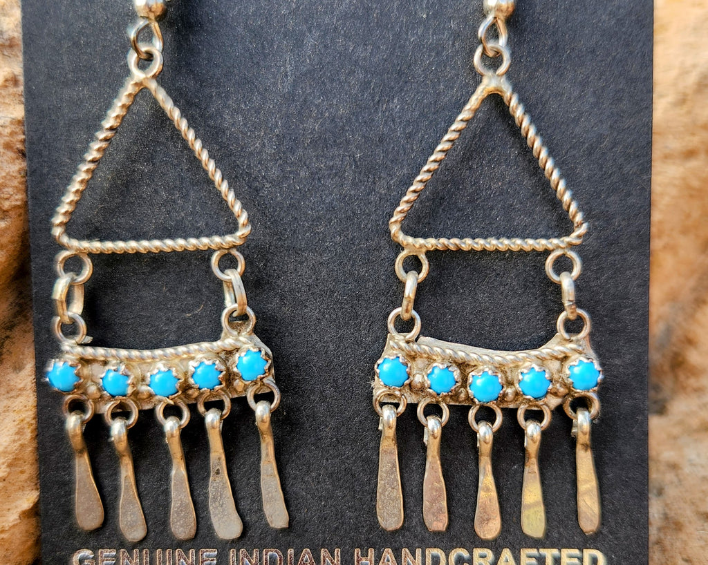 Kingman Turquoise snake eye chandelier earrings