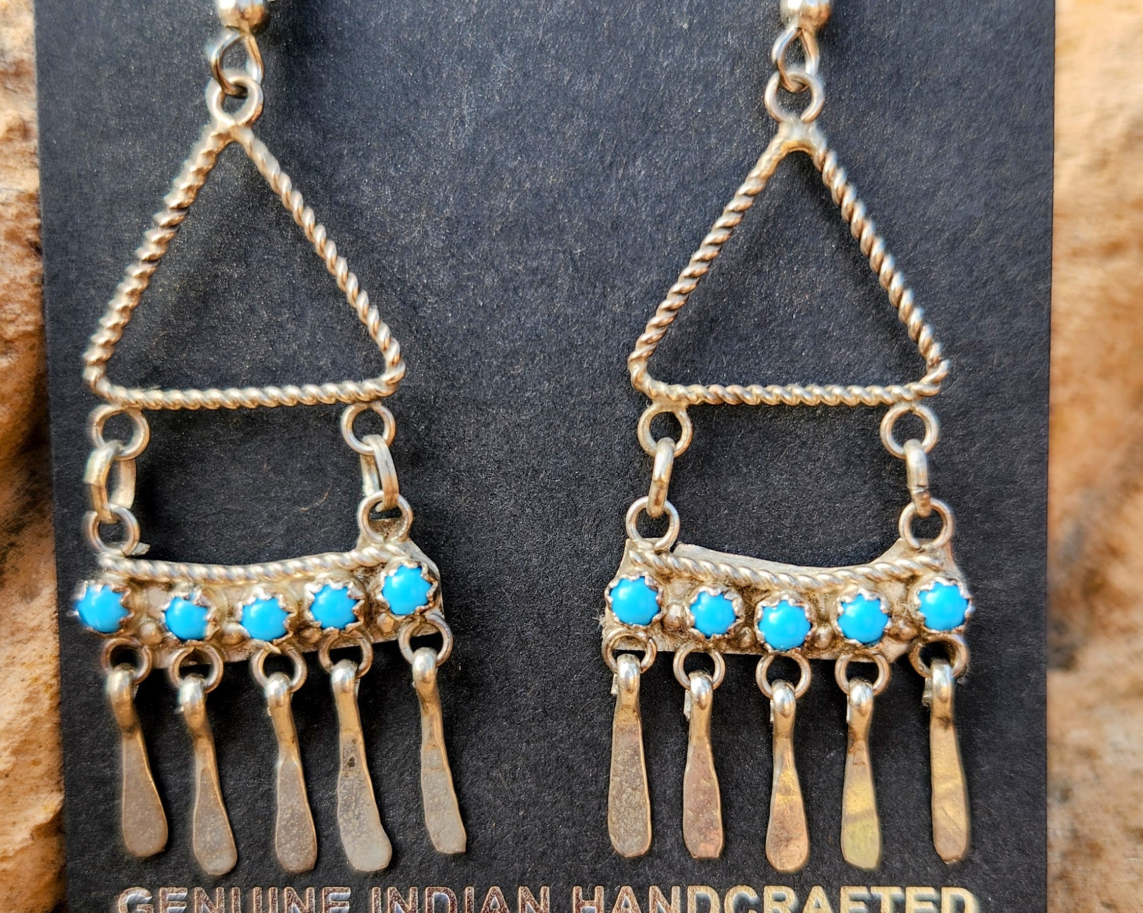 Kingman Turquoise snake eye chandelier earrings