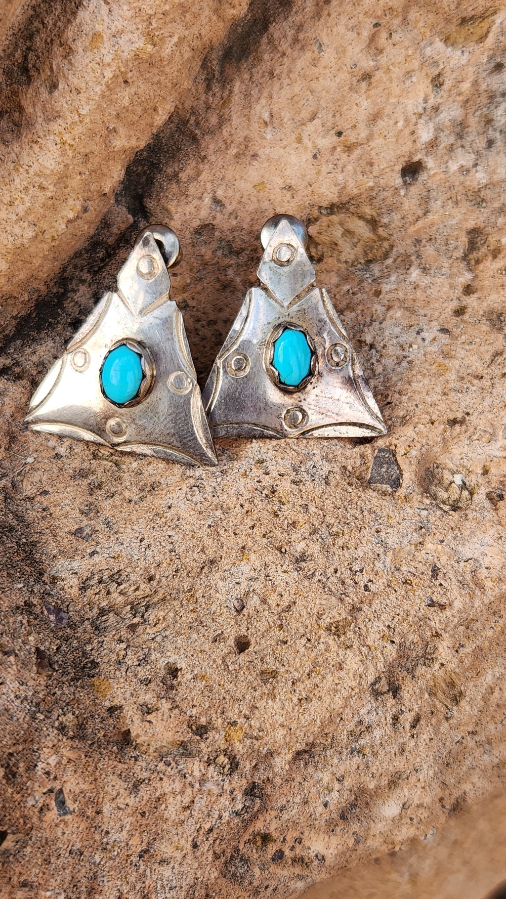 Vintage Sterling Silver Kingman  Turquoise Post Earrings