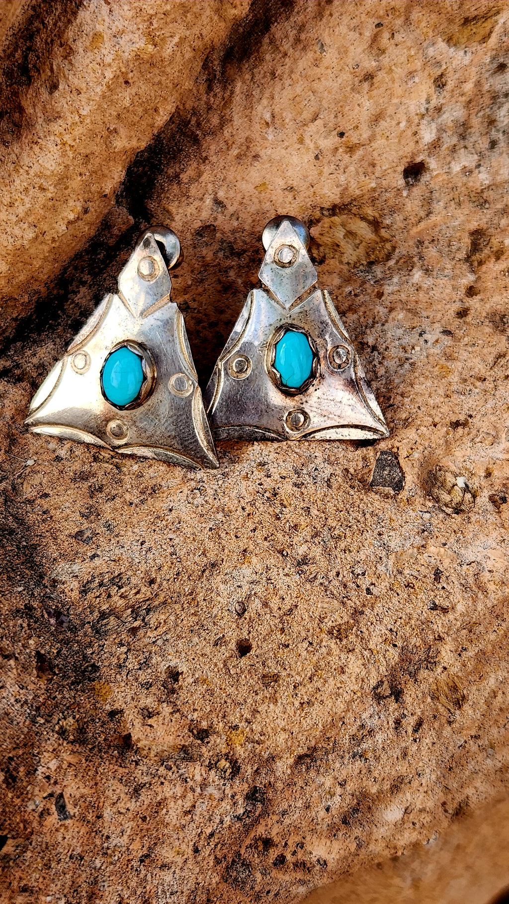 Vintage Sterling Silver Kingman  Turquoise Post Earrings