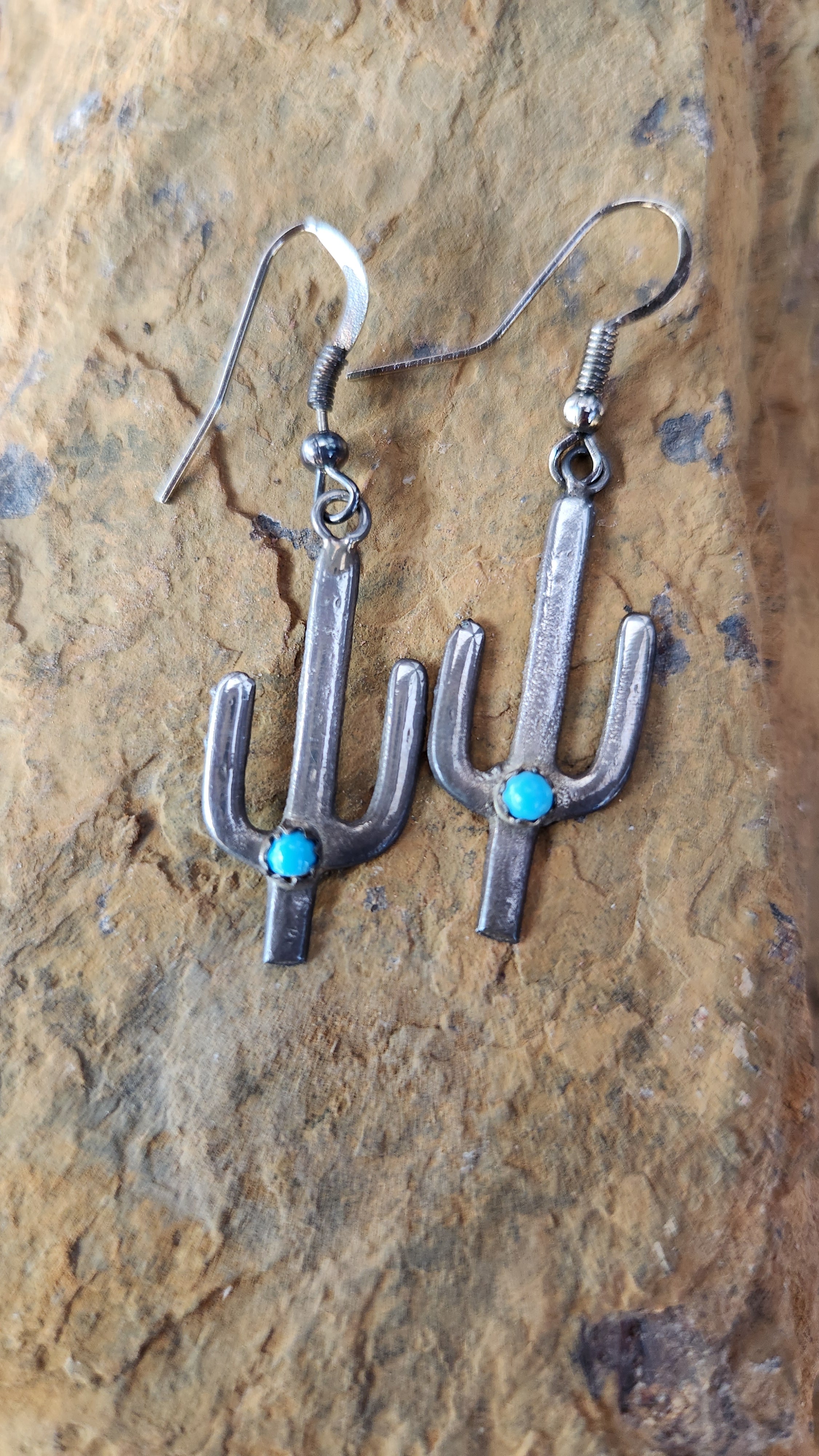 Sterling Silver Kingman Turquoise Dangle Earrings