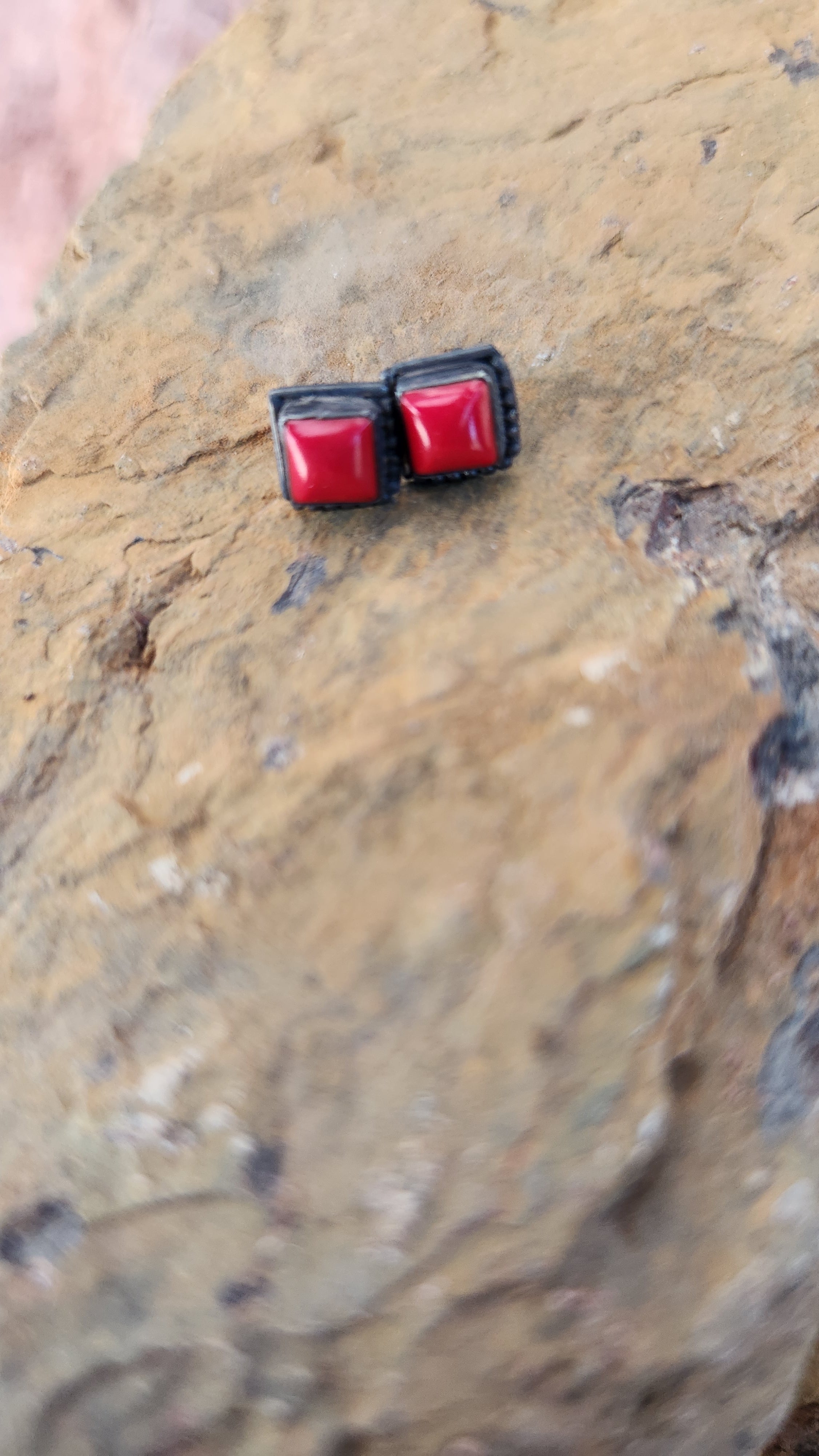 Coral Sterling Silver Stud Earrings
