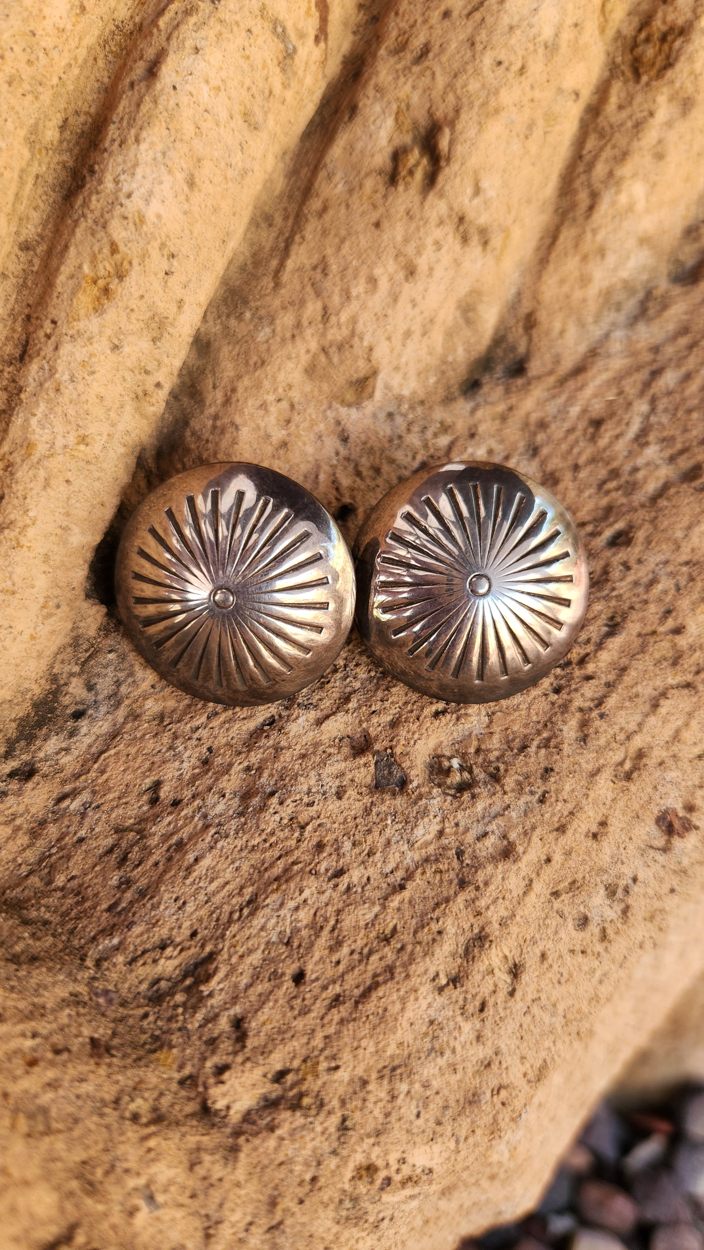 Sterling Silver Concho Earrings
