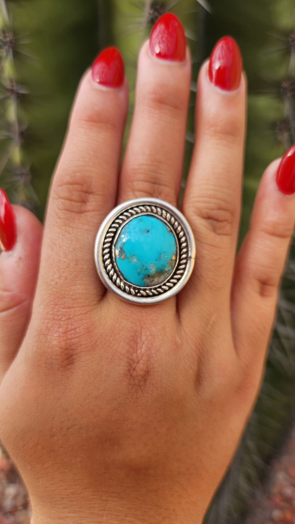 Native Handmade Turquoise Ring Sz 8.5