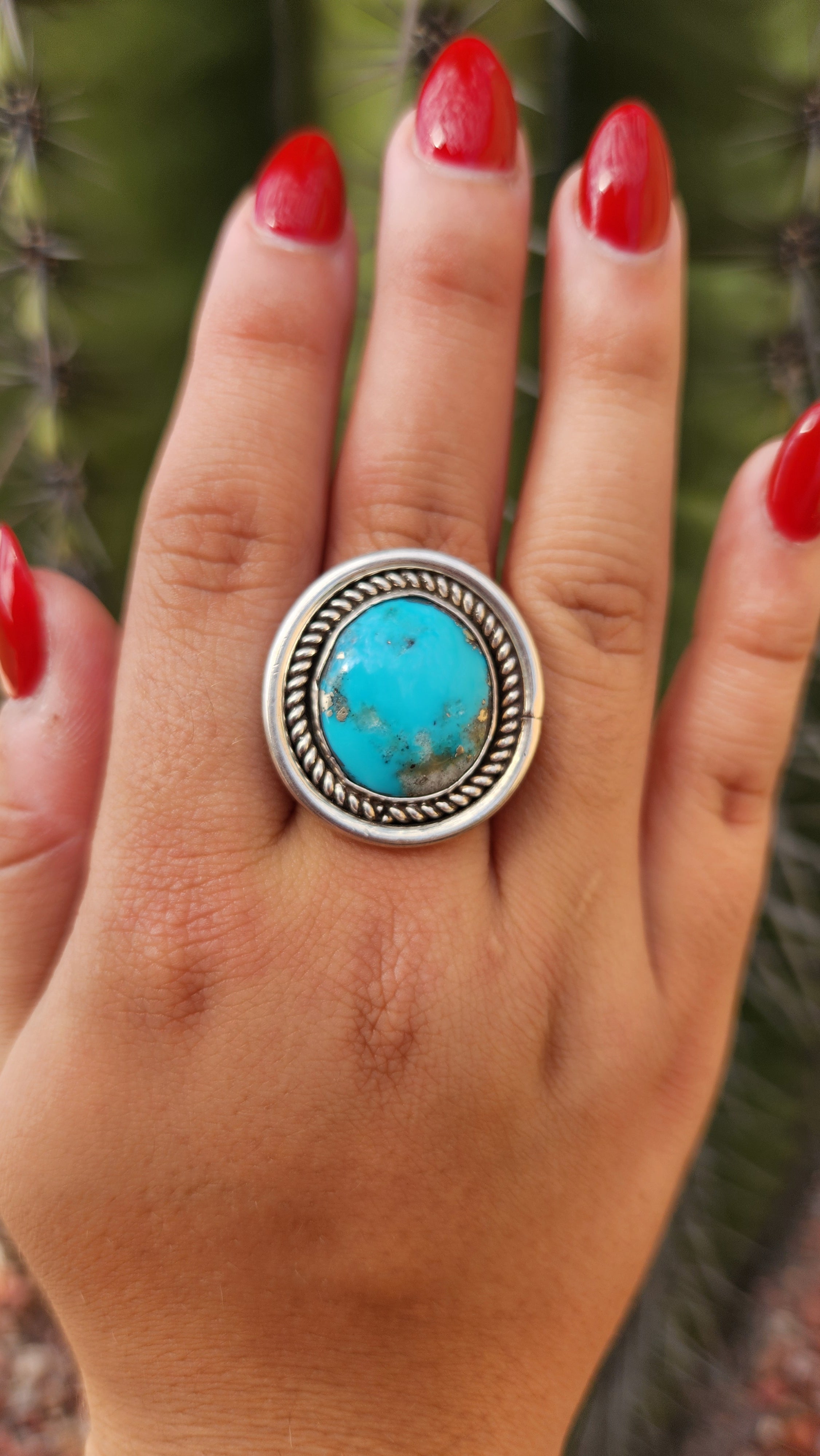 Native Handmade Turquoise Ring Sz 8.5