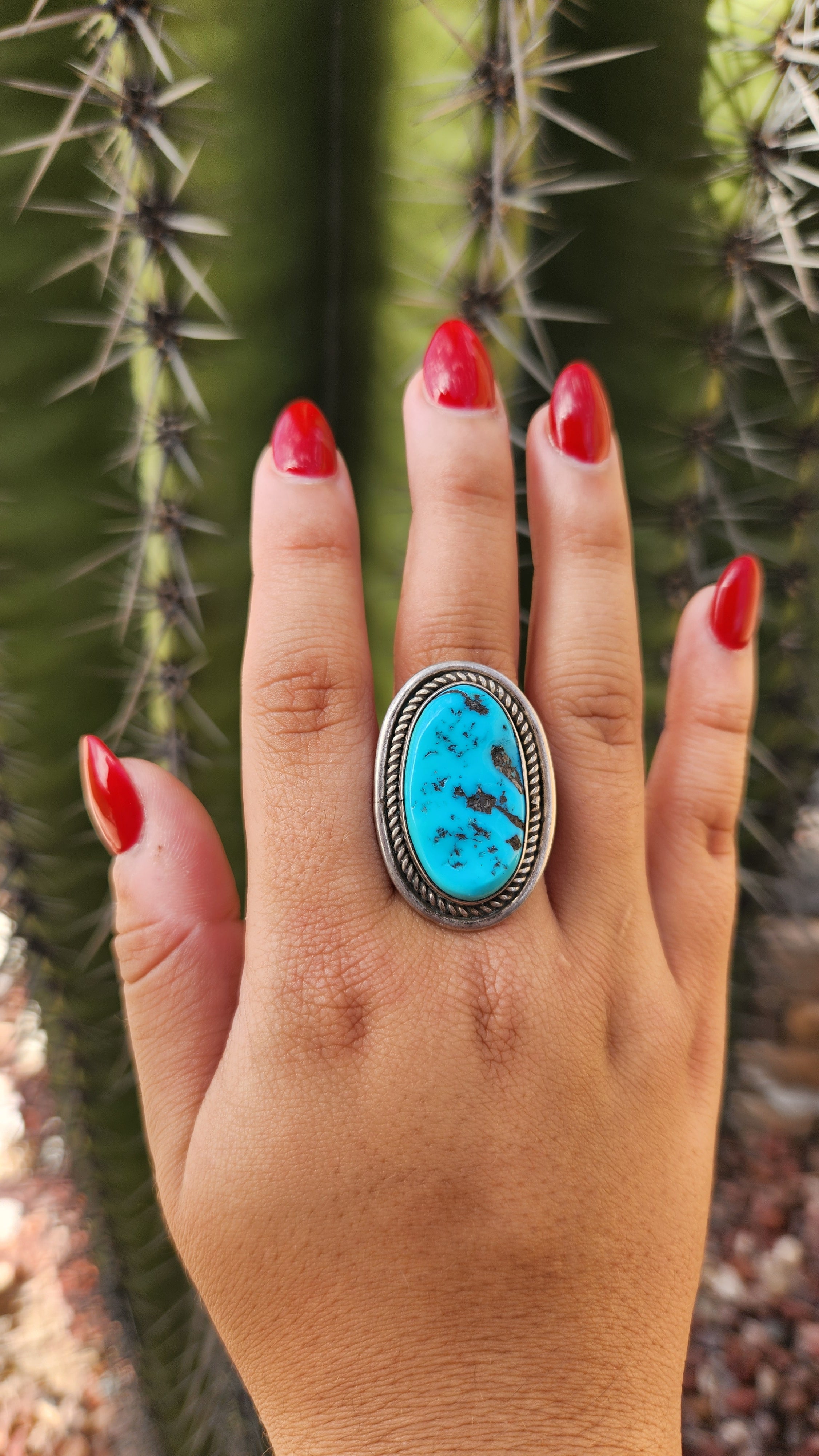 Large Old Pawn Turquoise Ring Sz 10.25