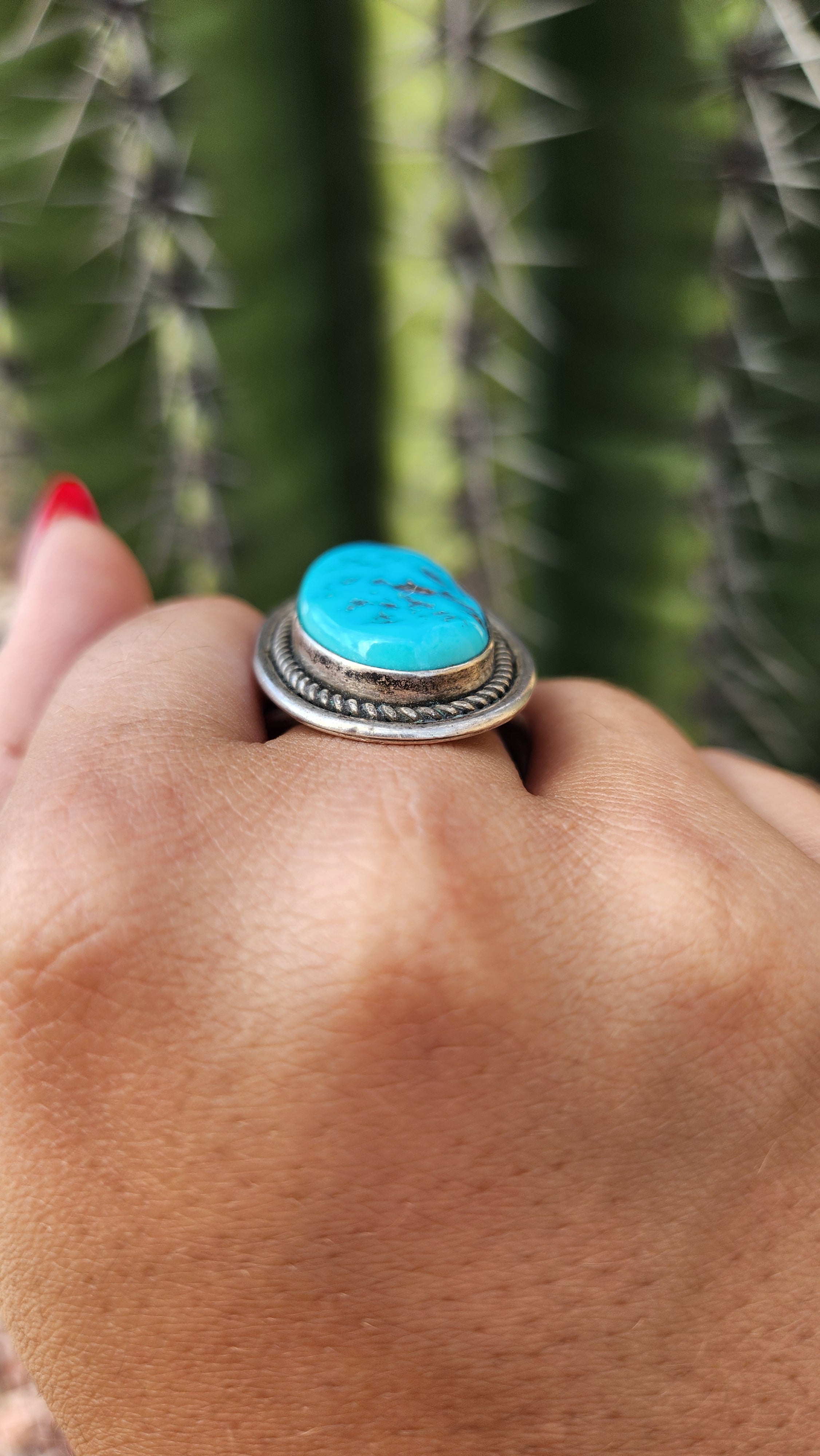 Large Old Pawn Turquoise Ring Sz 10.25