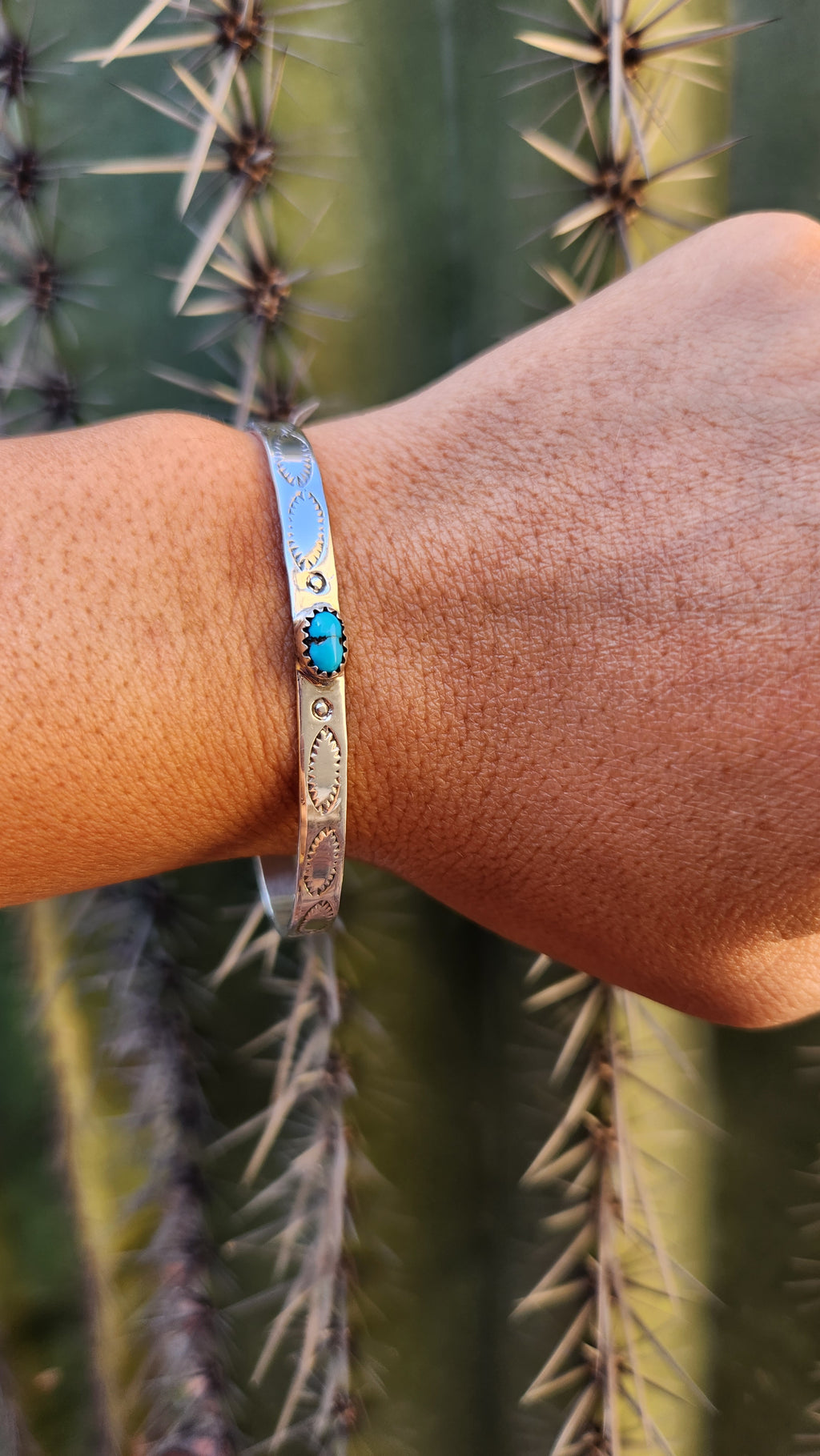 Kenneth Begay signed Sterlin Silver Turquoise cuff