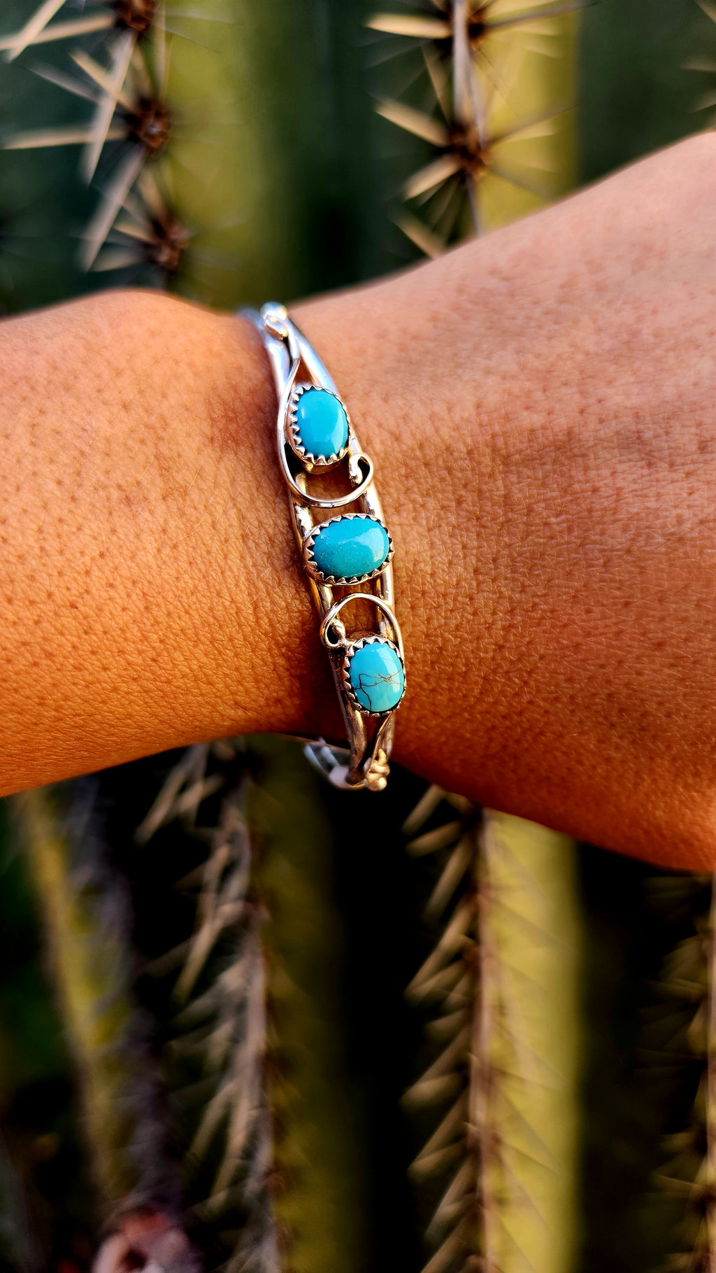 Johnny Yazzie Sterling Silver Turquoise cuff