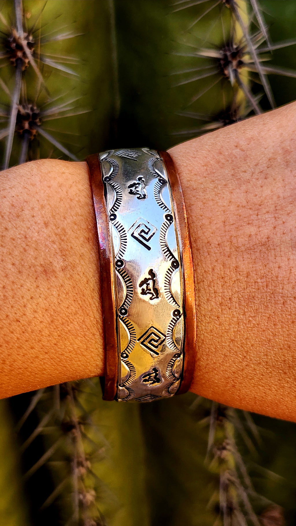 Navajo Handmade Copper/Sterling Silver Native Cuff