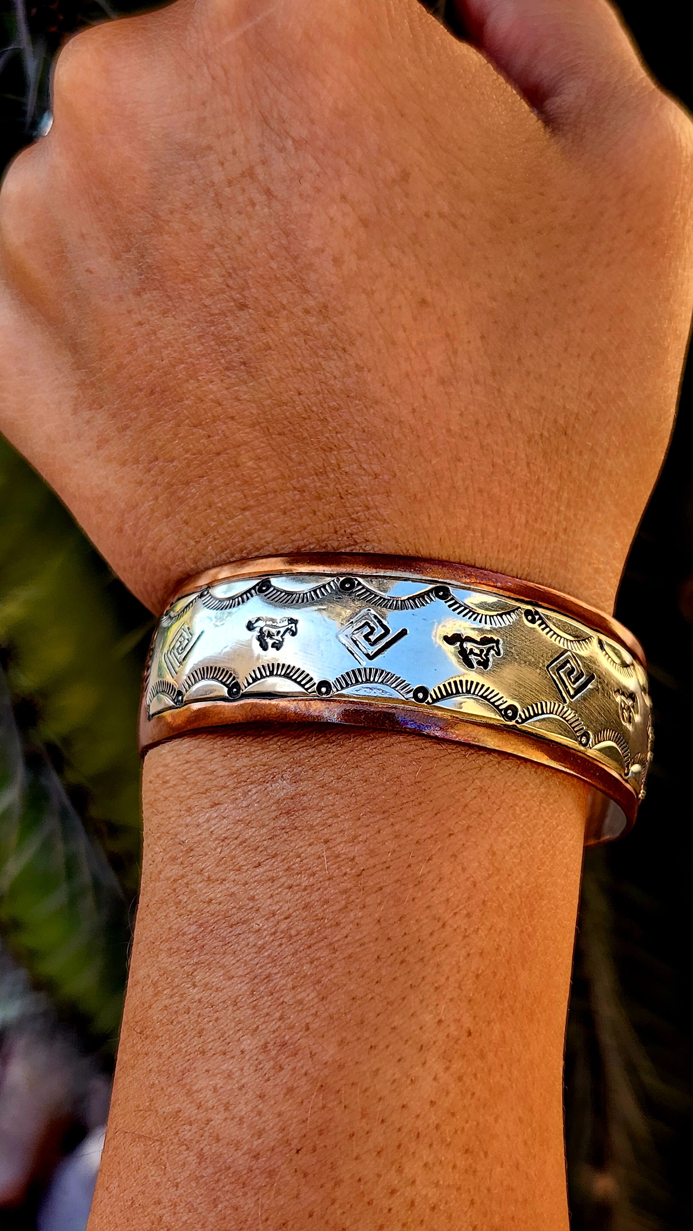 Navajo Handmade Copper/Sterling Silver Native Cuff