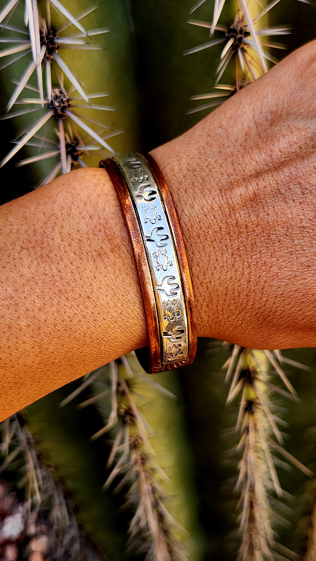Navajo Handmade Copper Sterling Silver Cuff