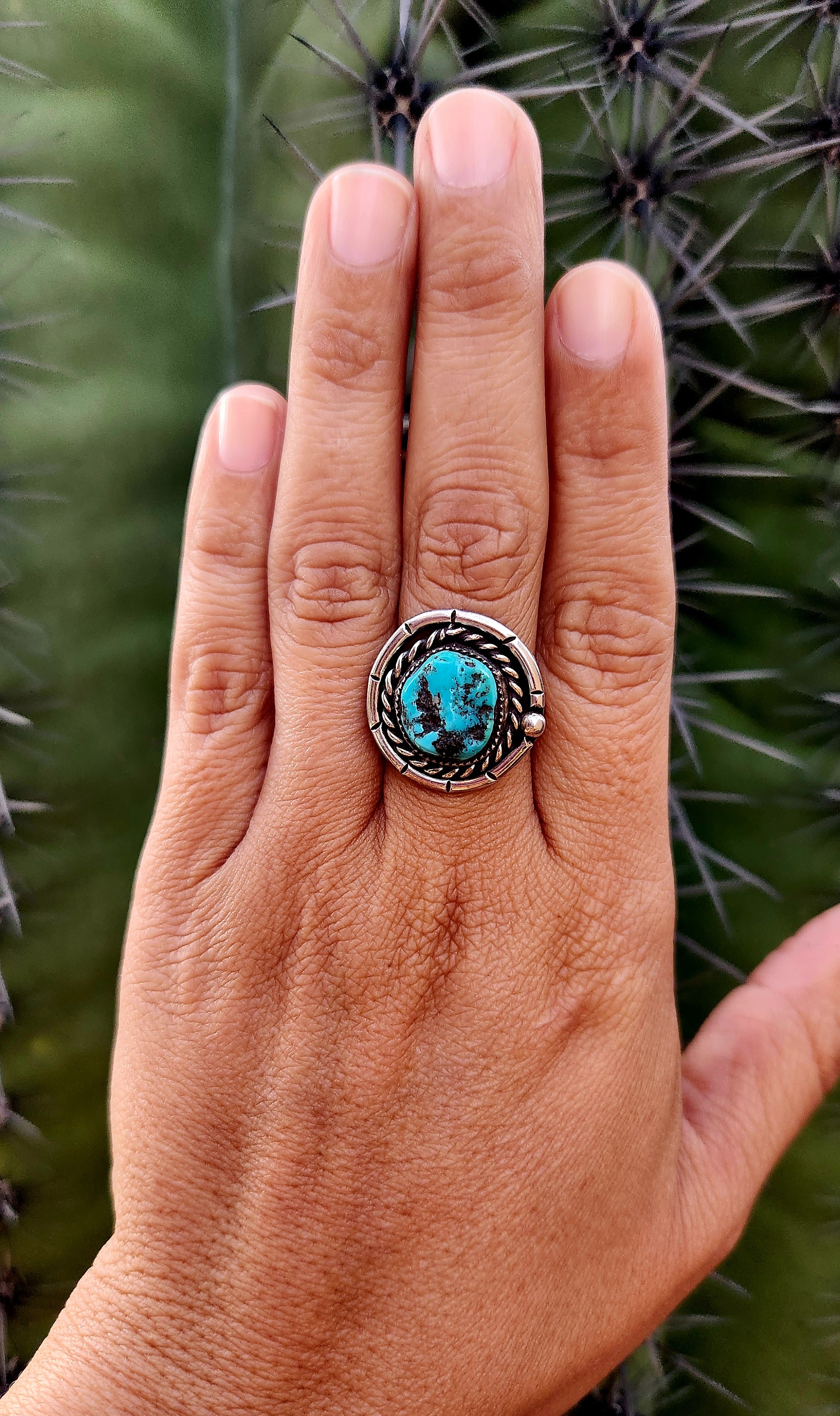 Beautiful Turquoise Sterling Silver Ring Sz. 8.75