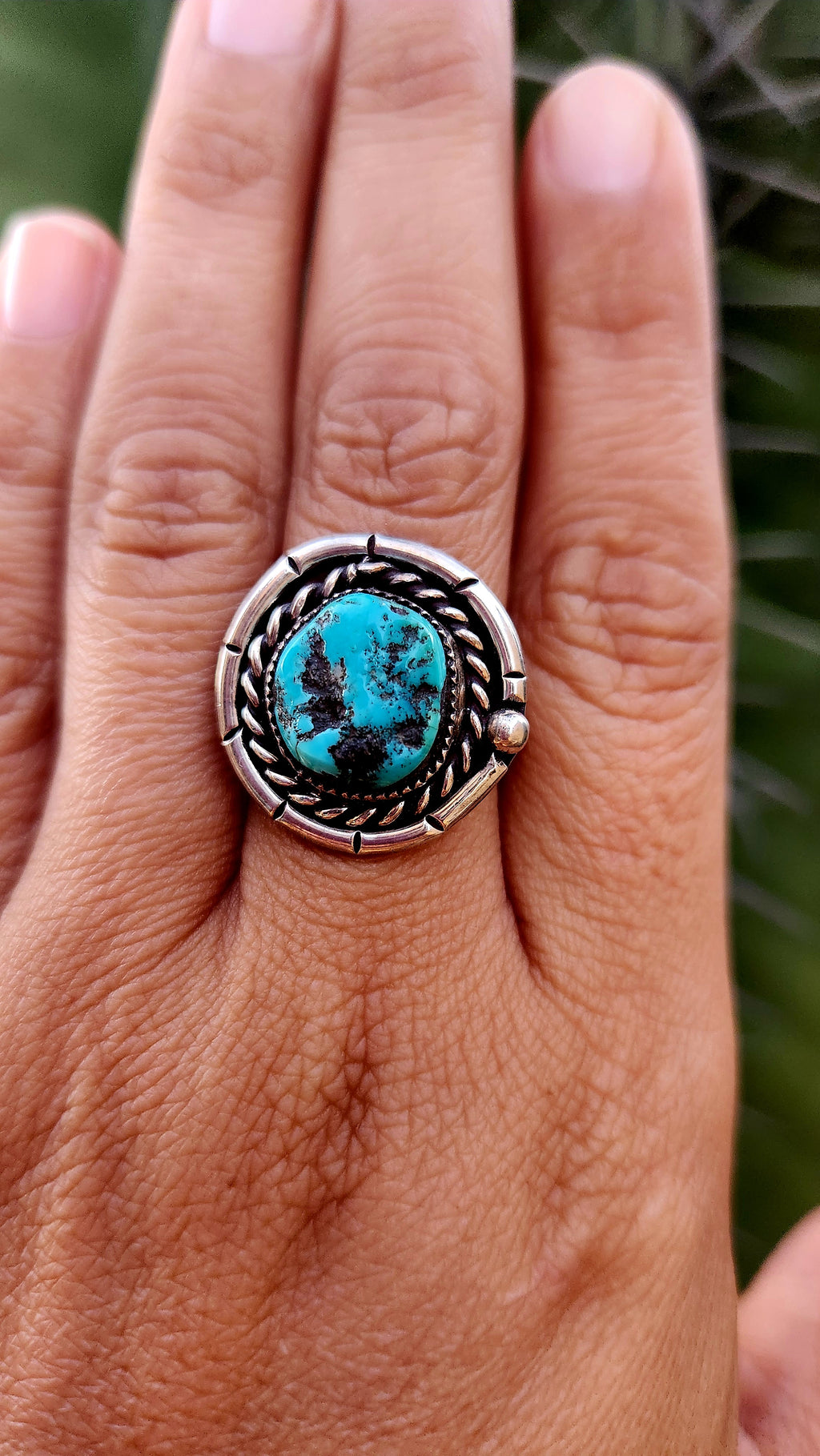 Beautiful Turquoise Sterling Silver Ring Sz. 8.75