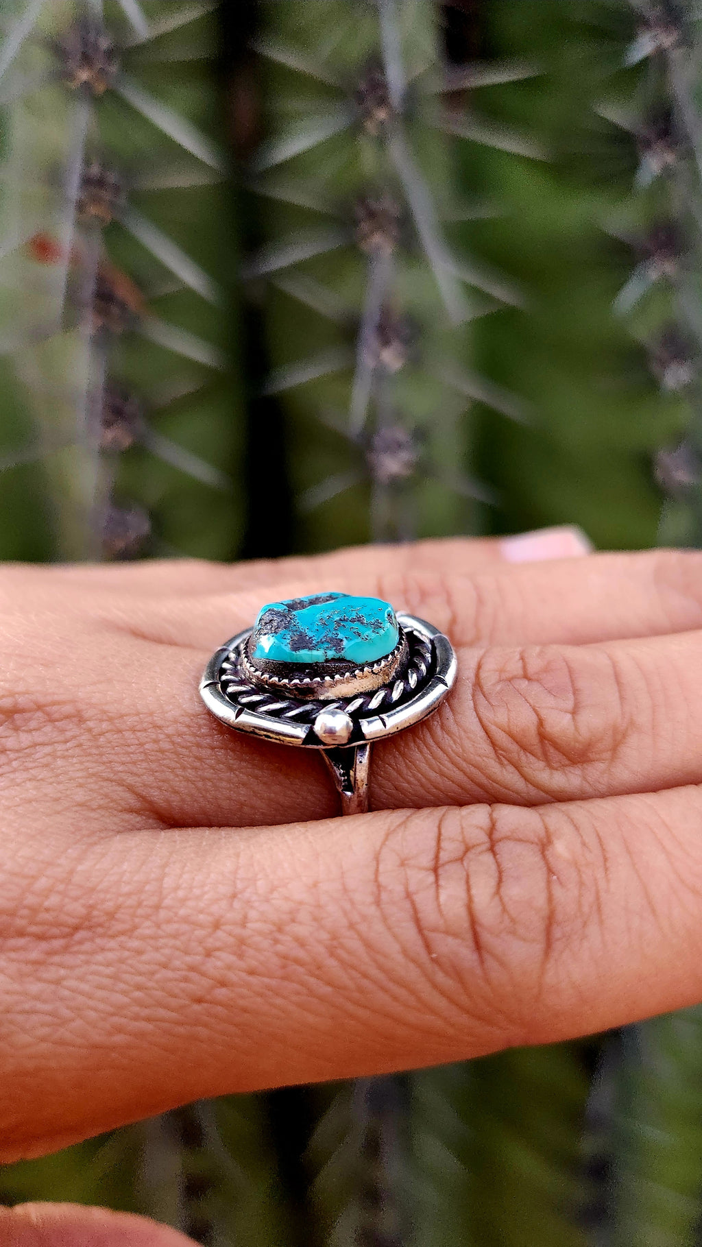 Beautiful Turquoise Sterling Silver Ring Sz. 8.75