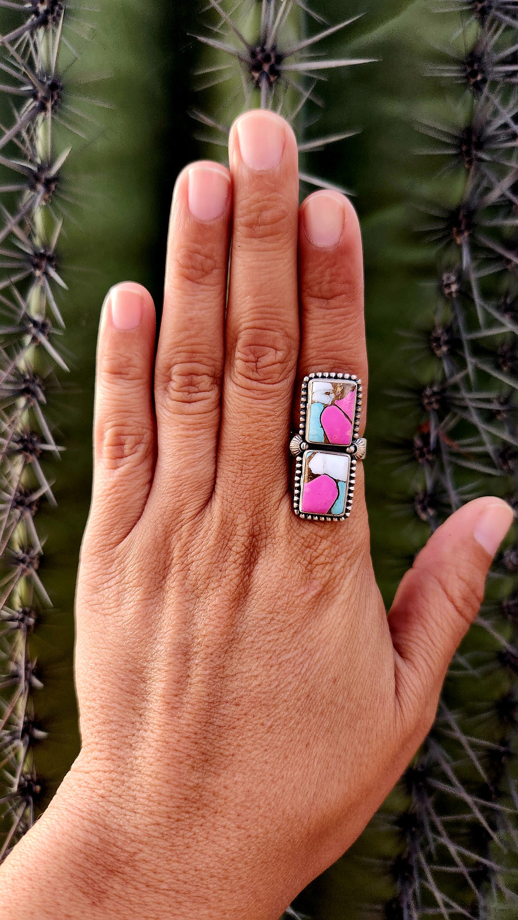 Beautiful Cotton Candy Turquoise Ring Sz. Adjustable