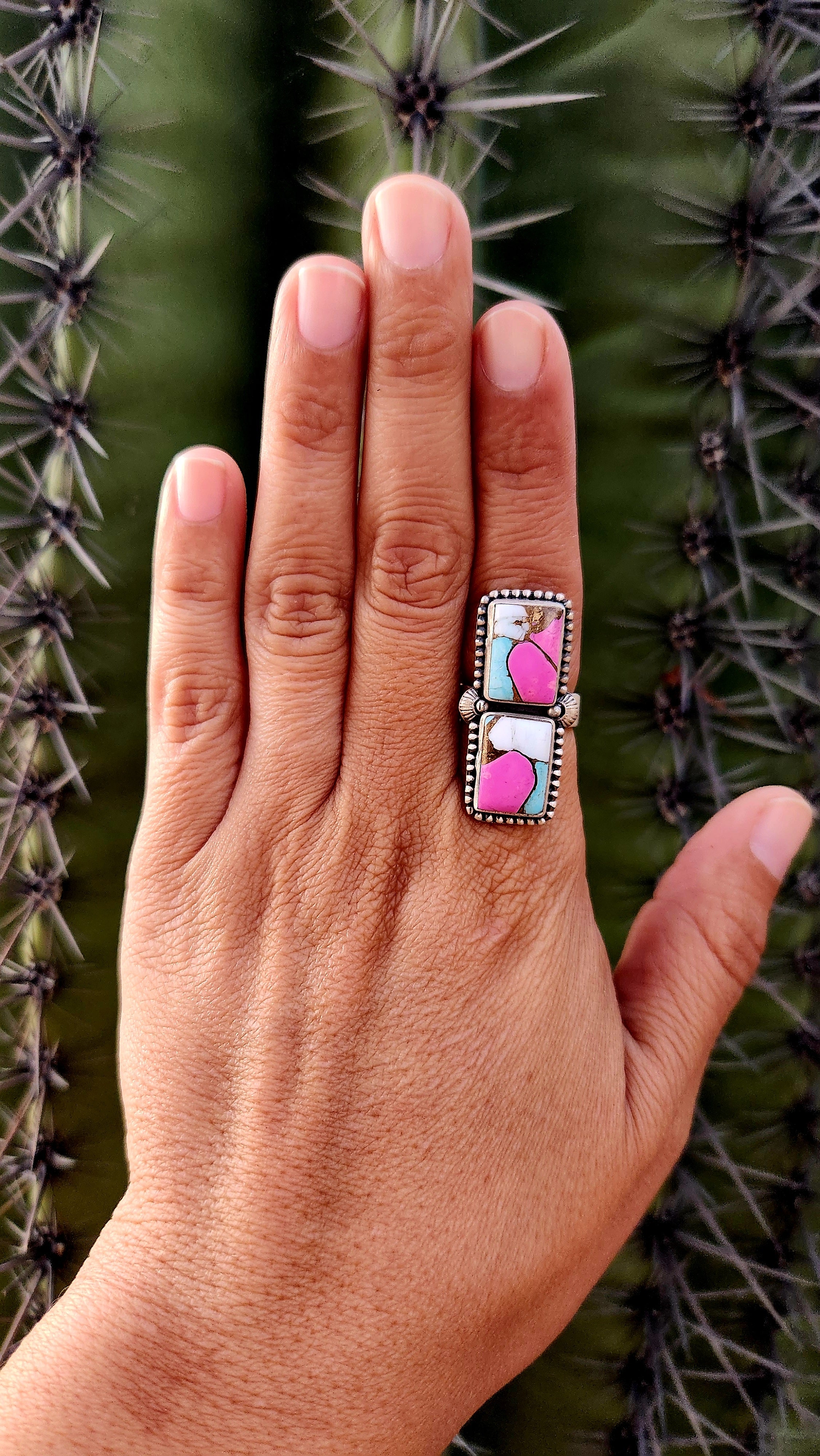 Beautiful Cotton Candy Turquoise Ring Sz. Adjustable